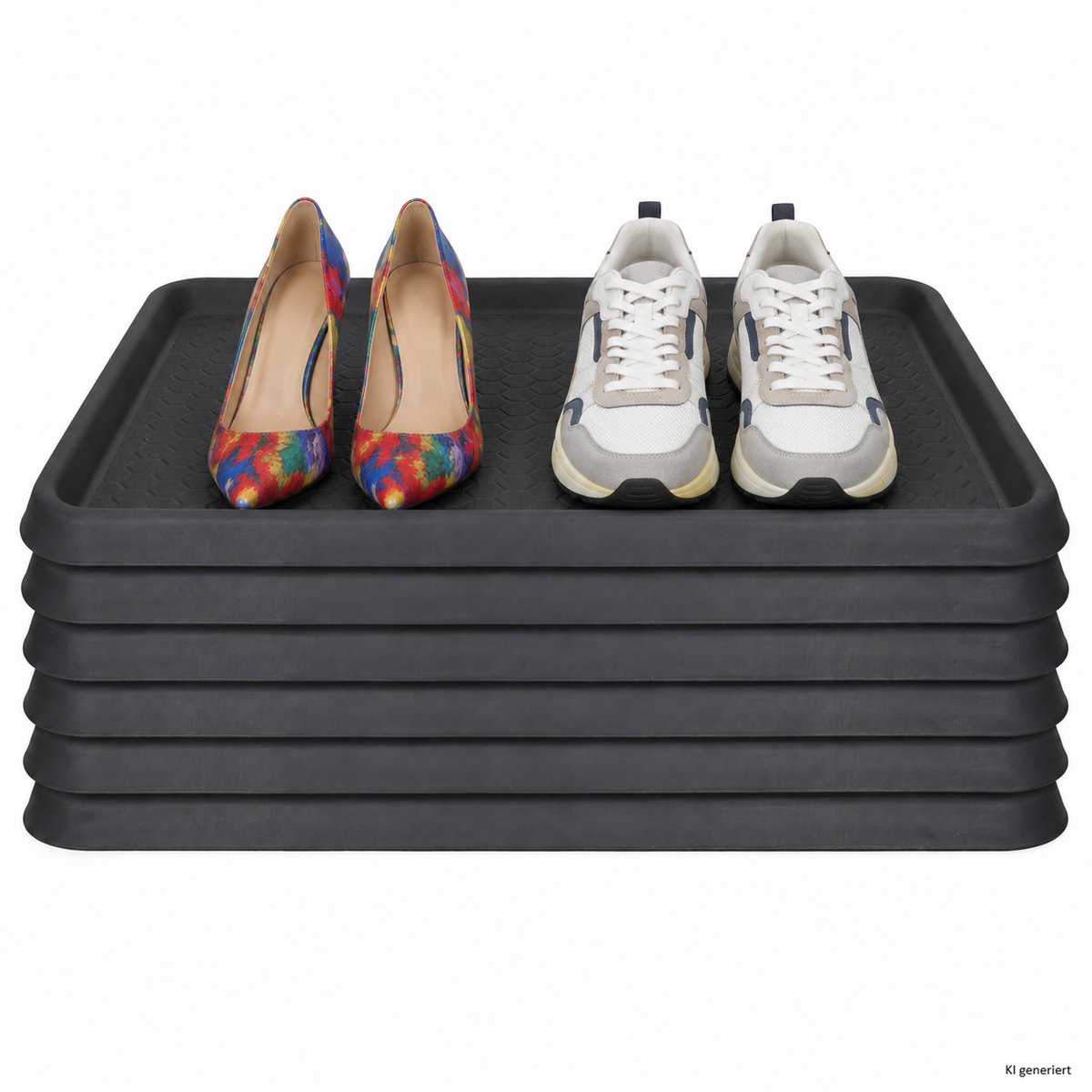 Set van 6 DRY-schoenafdruipmatten, L 60 cm x B 40 cm, zwart, van kunststof – 042100720