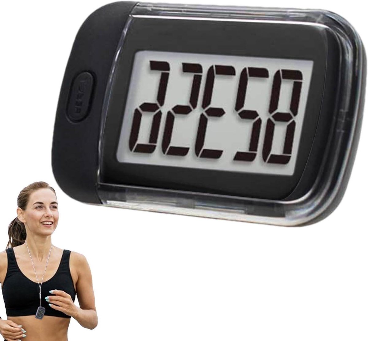 Stappenteller - Pedometer Wandelen - Fitness Bijhouden - Betrouwbare Meting - 65x45x22mm - Zwart