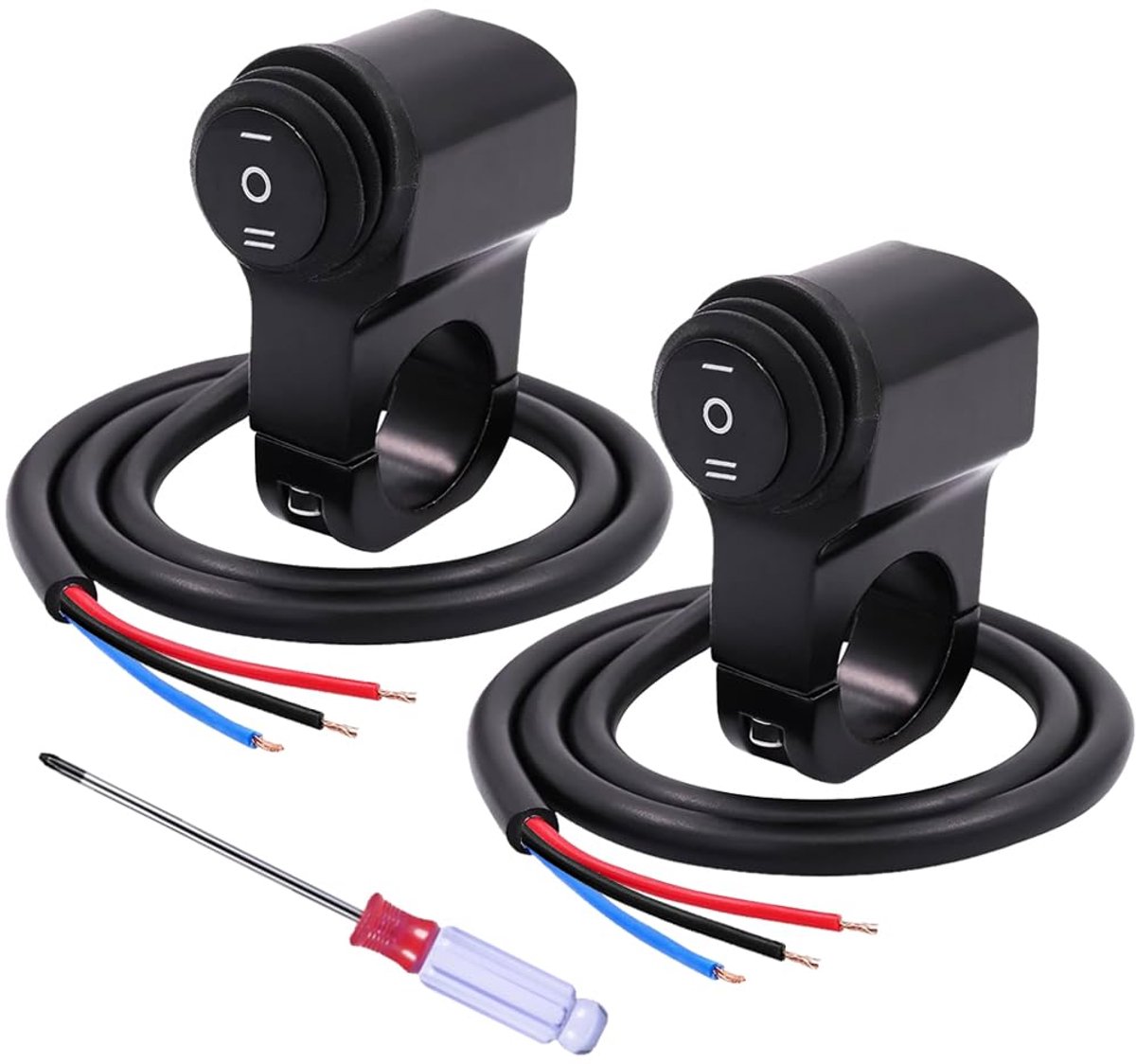 SnelShoppen - Motorfiets Handvat Schakelaar, 3 Positie 12V Waterdichte Aan/Uit Aan/Uit Schakelaar voor Motor, Fiets, Scooter, Geschikt voor 22mm (7/8"