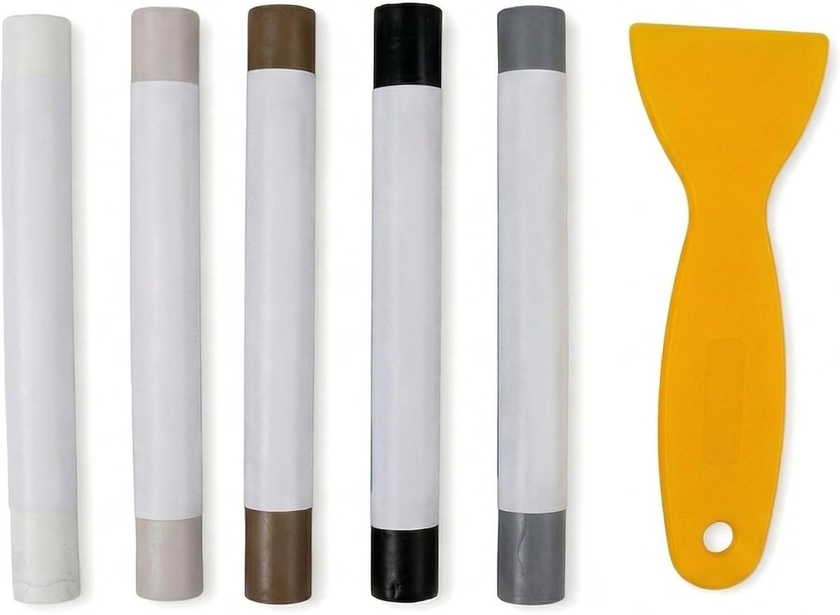 SnelShoppen - Reparatieset voor Hout, Krasreparatie, 5 Kleuren, Plamuurmassa voor Laminaat, Parket, Marmer, Meubels, Gaten, Krassen, Scheuren