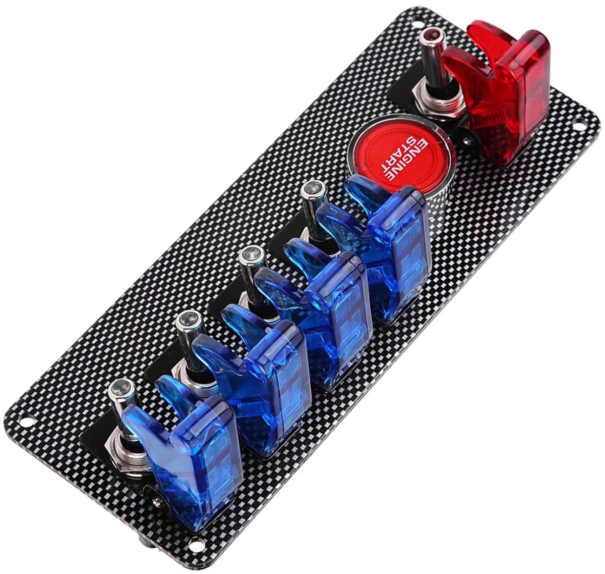 SnelShoppen - 6 in 1 Racing Auto Startknop Paneel met 4 LED Schakelaars en 1 Ontstekingsschakelaar 12V - Ideaal voor Auto's, Racewagens en Meer