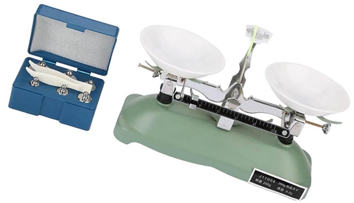 SnelShoppen - 200g Precisie Laboratorium Mechanische Weegschaal Kit met 0.2g Verdeling, Laboratorium Weegschaal met Gewichten en Pincet, Leerhulpmidde