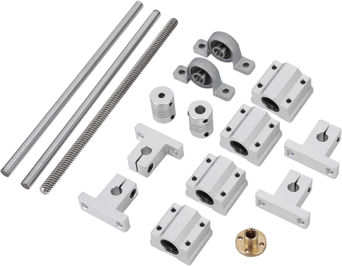 SnelShoppen - Diyeeni 200mm T8 Draadstang Set, Draadstangen + Moer + Koppeling + Stangen + Lager + Glijblok, Hoogwaardige 3D Printer Onderdelen