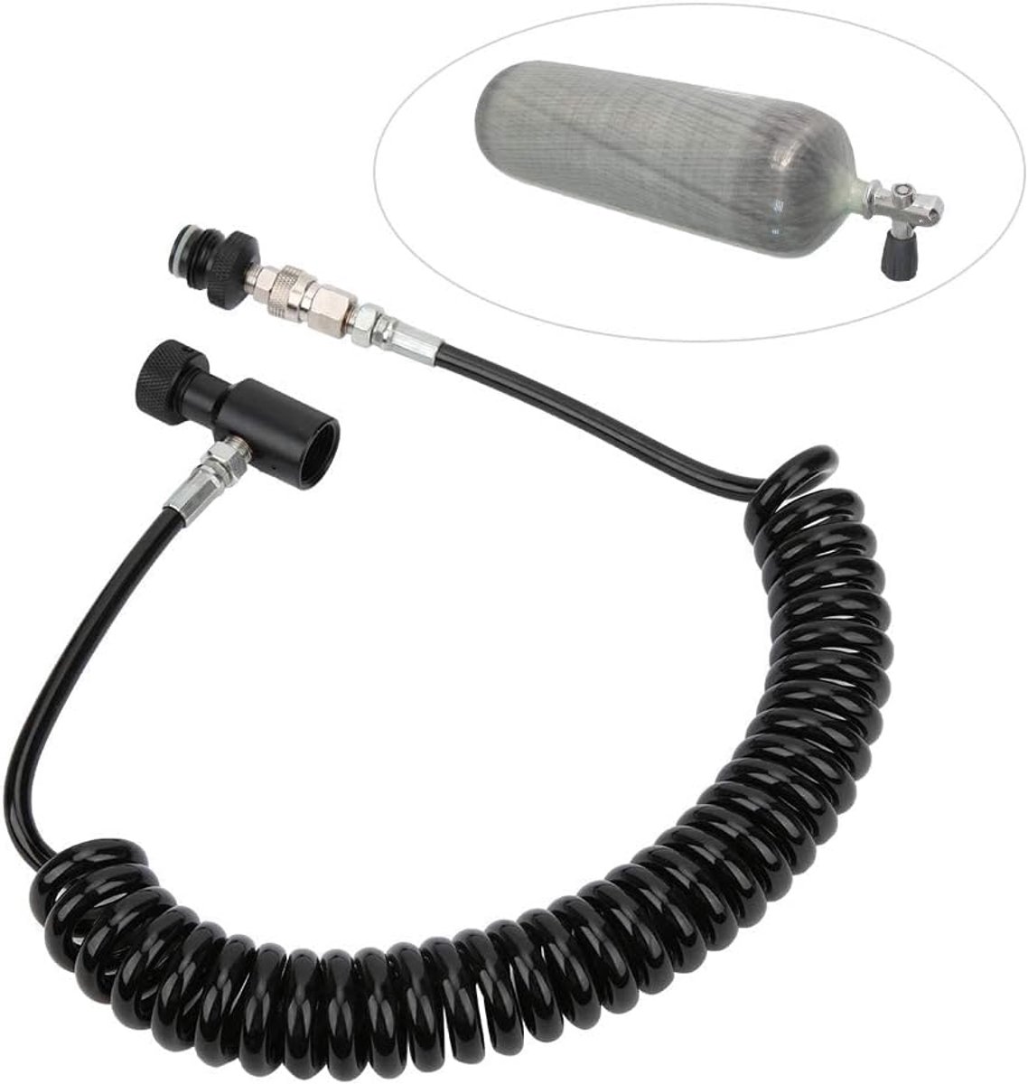 SnelShoppen - Alomejor Luchtslang met Drukmeter, Golfvormige Aluminium Slang, 3000 PSI, Duurzaam en Flexibel, Ideaal voor Compressoren en Klussen