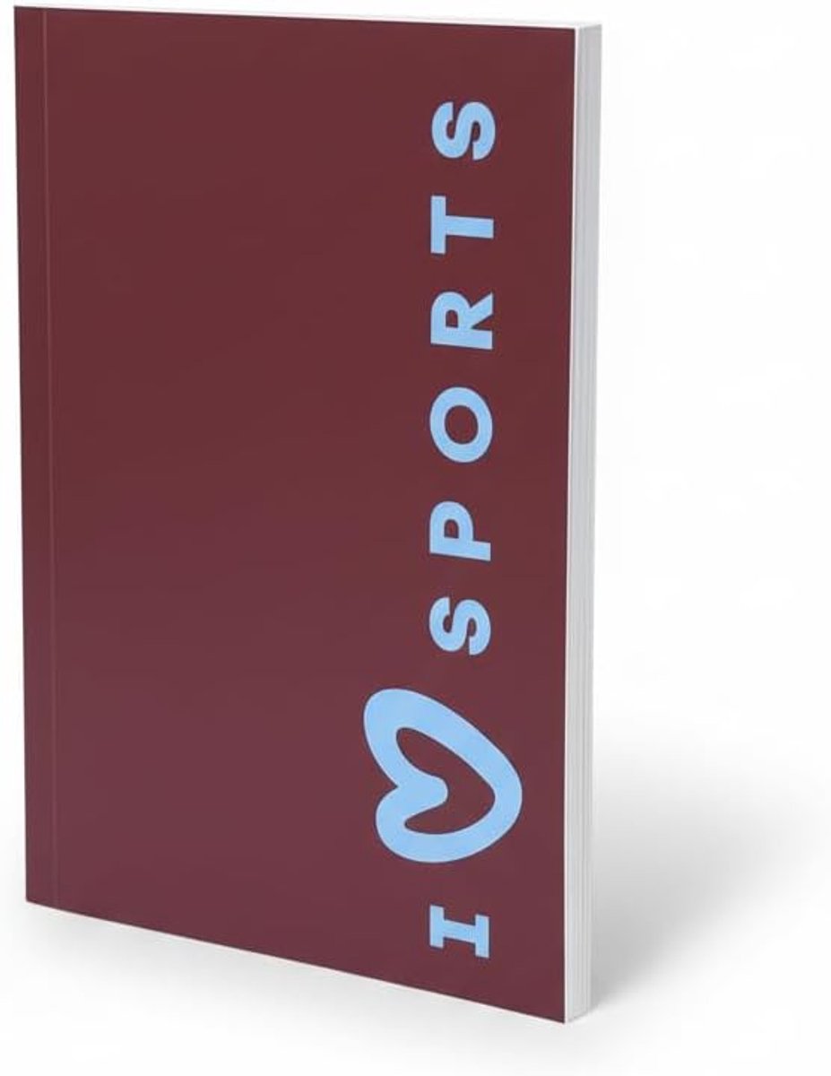 SnelShoppen - Notitieboek Gelinieerd 14,8 x 21 cm Sportcollectie Zachte Omslag 160 Pagina's Premium Papier 90 g Bordeaux Blauw Ideaal voor School Spor