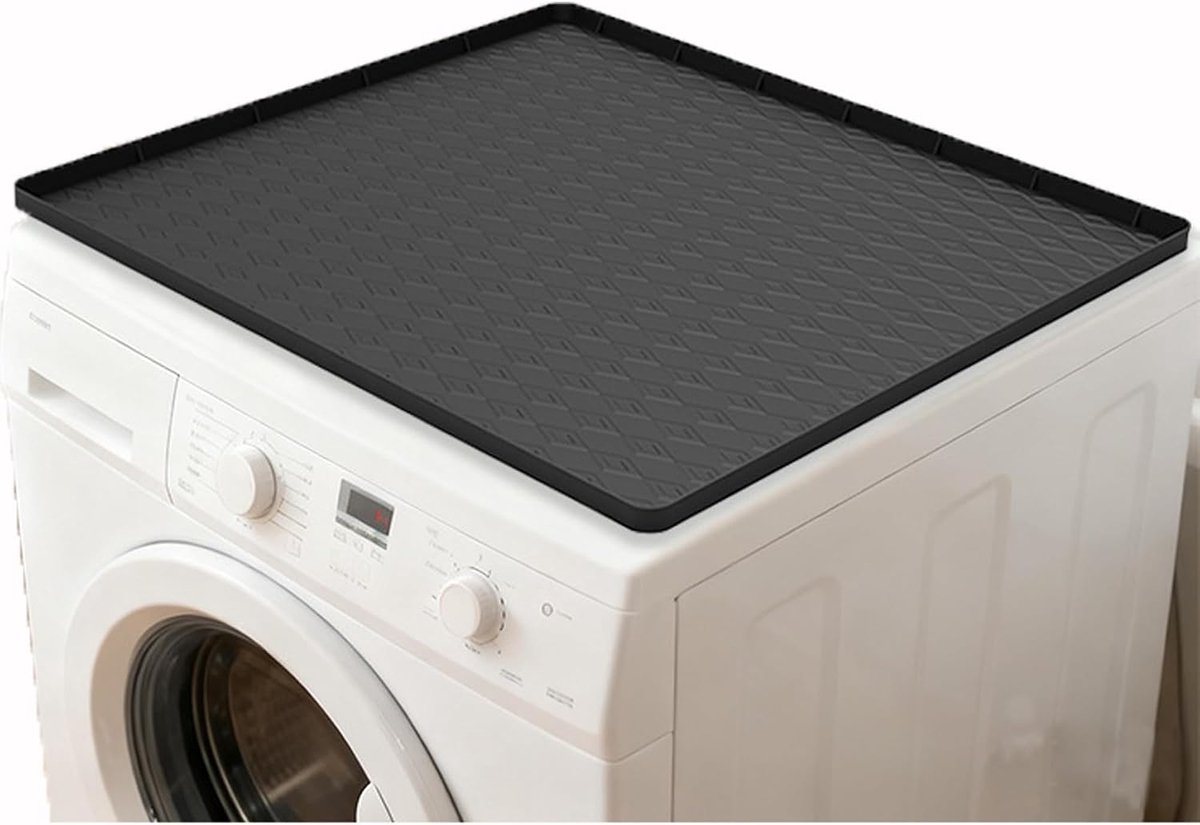SnelShoppen - Duoyif Wasmachinehoes 60 x 50 cm - Antislip Siliconen Mat voor Wasmachine en Droger - Beschermhoes voor Wasruimte en Keukenwerkblad - Zw