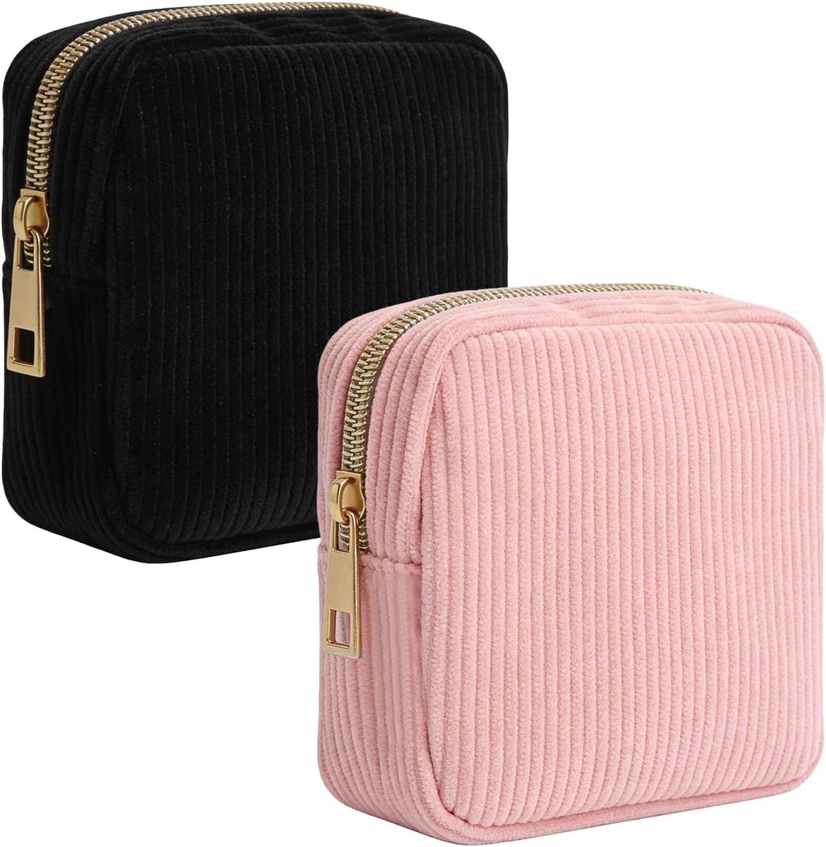 2-Piece Cosmetic Bag for Women, Corduroy Set of 2 - Small Corduroy Makeup Bag & Makeup Bag as Storage Bag and - ShopVlot