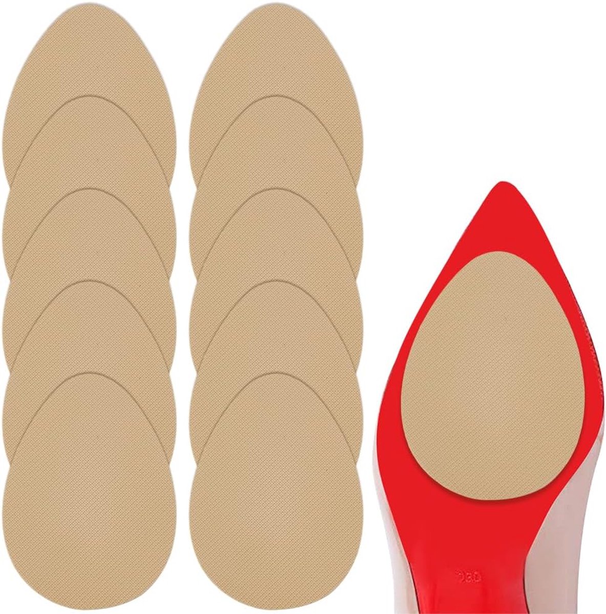 SnelShoppen - 10 Stuks Antislip Schoenzool Grips - Zelfklevende Zool Beschermers - Donker Kaki Siliconen Pads - Druppelvorm - Ruisonderdrukking Kussen