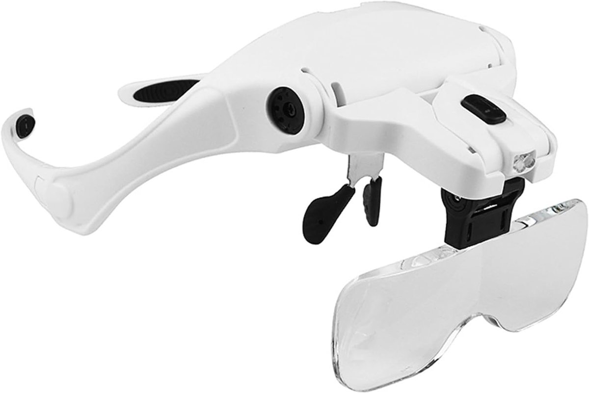 SnelShoppen - Hoofdmagnifier met LED Licht, 5 Verwisselbare Lensen 1.0x 1.5x 2.0x 2.5x 3.5x voor Nauwkeurig Werk, Horloges, Borduren, Sieraden of Lees