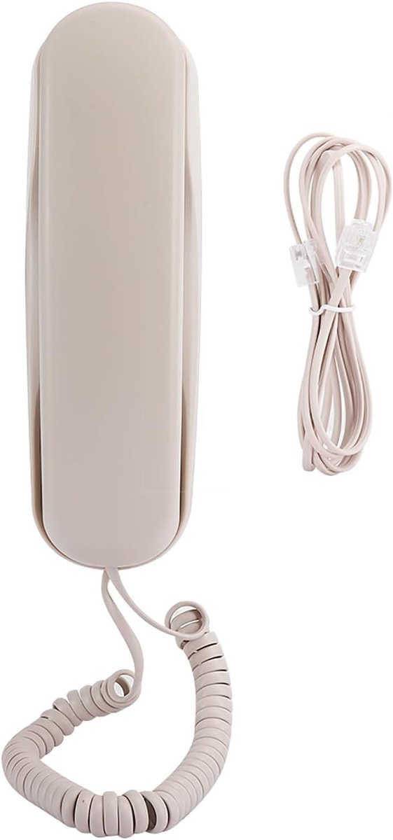 SnelShoppen - Cordless Telefoon Vast Telefoon voor Thuis en Hotel - Wand- en Tafelmontage - Beige - Ergonomisch Ontwerp met Sterke Anti-Interferentie