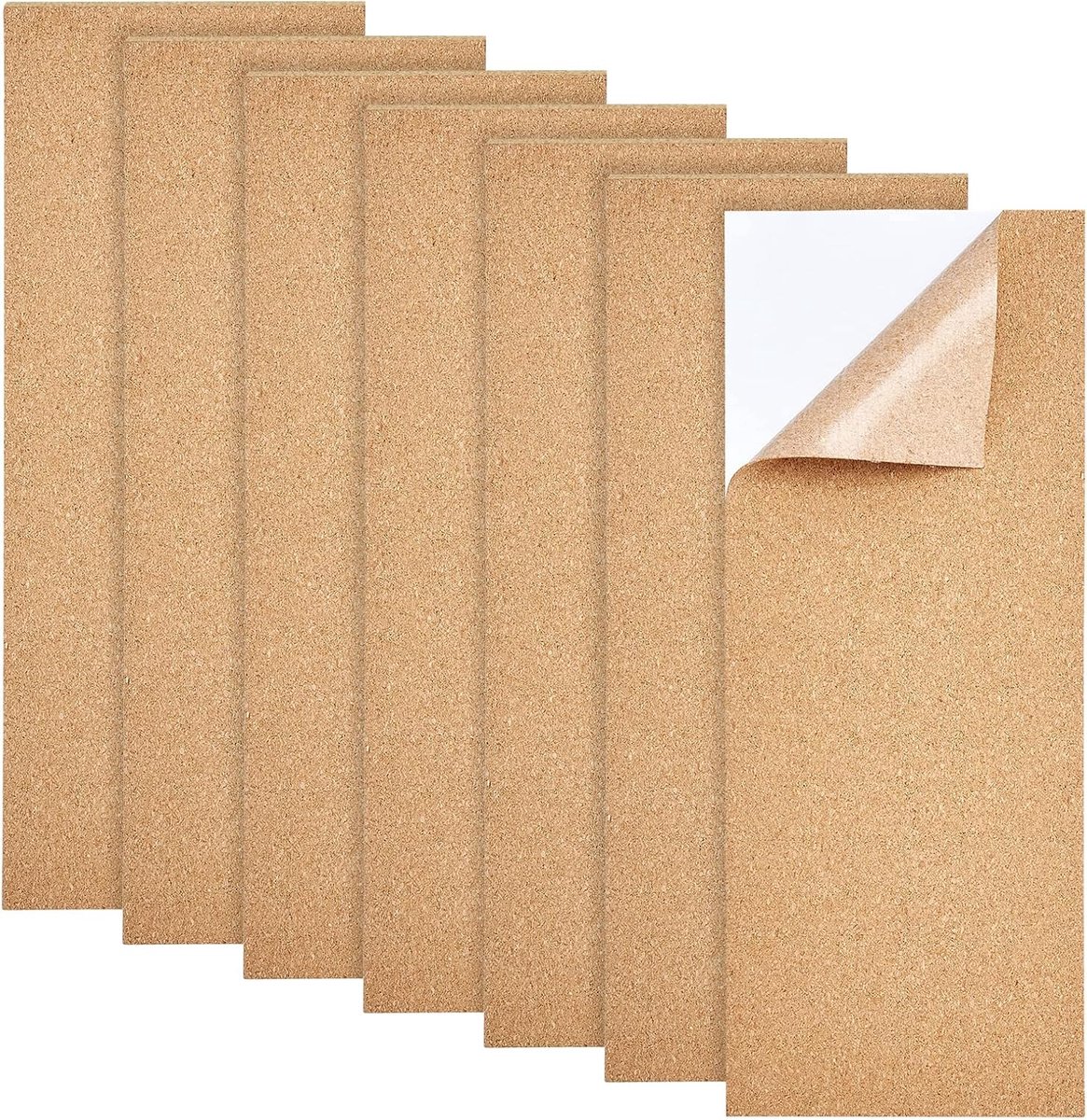SnelShoppen - 7 Stuks Zelfklevende Kurk Platen 35 x 14 cm - 1 mm Dikke Kurk Matten voor Coasters en Creatieve DIY Klussen - Geluidsisolerend en Duurza