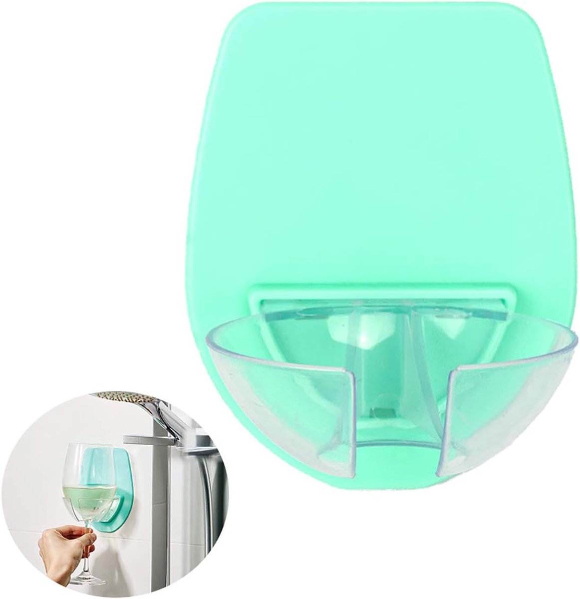 SnelShoppen - Badkuip Silicone Wijn Glas Houder voor Bad & Douche, Drinkaccessoires voor Wijn & Bier, Zuignap Drinkhouder met Sterke Zuigkracht (Groen