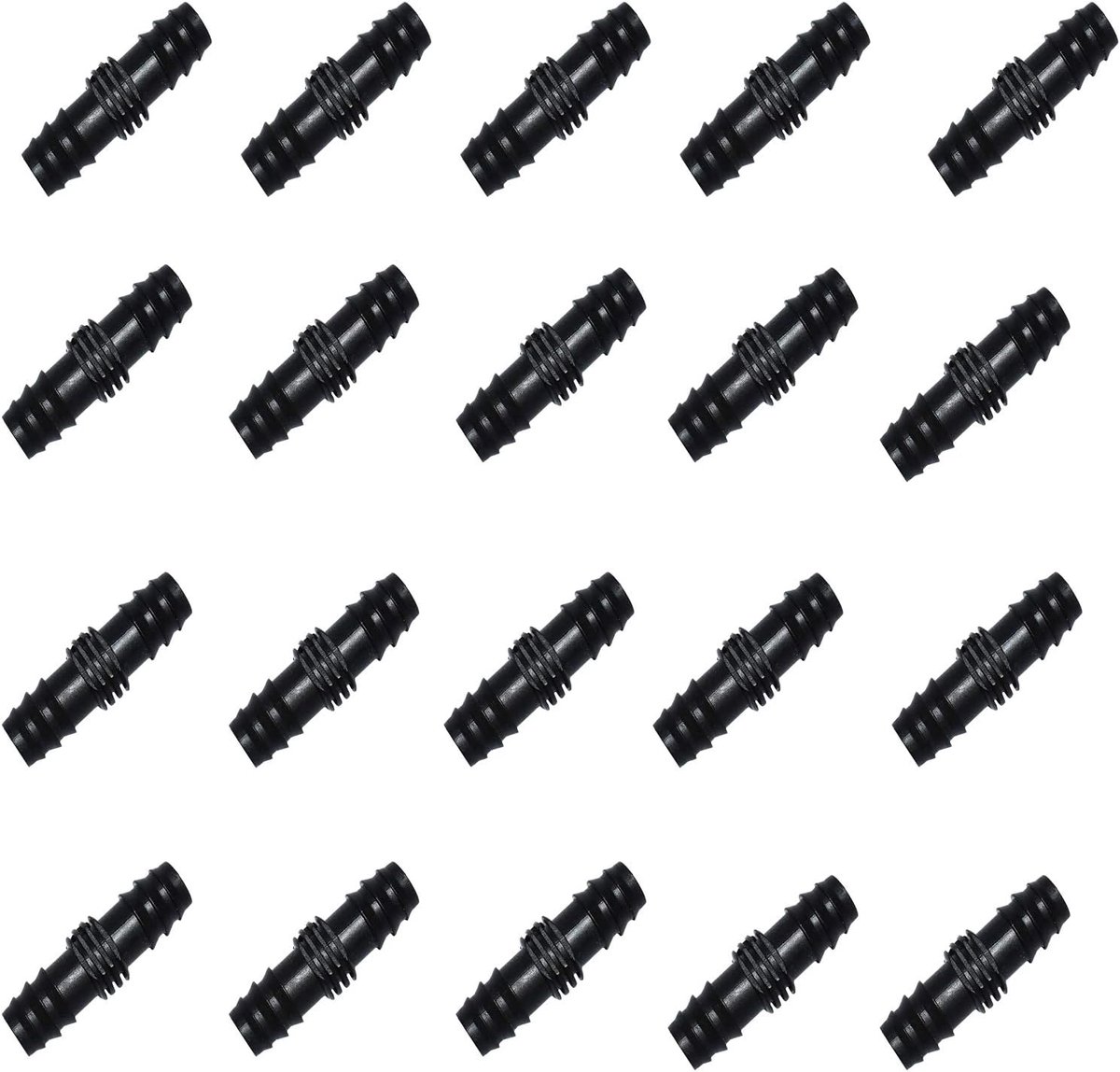 SnelShoppen - 10x TopHomer 20x15mm 1/2" Plastic Barbed Rechte Tuinslang Verbinder - Duurzaam PE Materiaal - Irrigatie Slang Connector Zwart