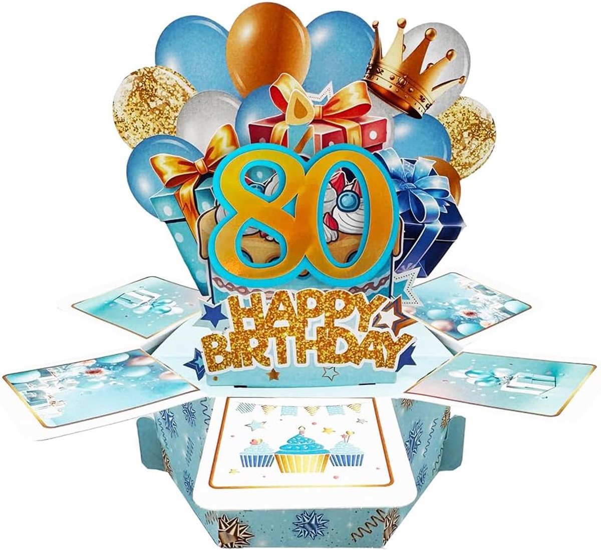 Happy 80 Birthday pop-upkaart voor man, 80e jaar, verjaardagscadeau voor vriend, zoon of neef, grappige 3D-wenskaart - ShopVlot