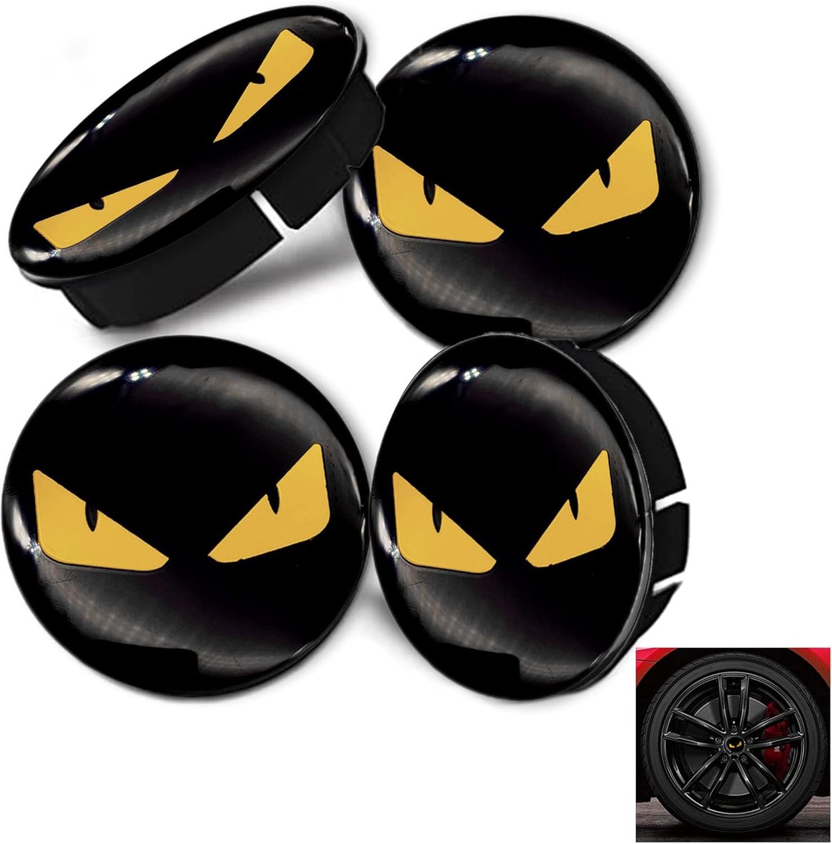4 Pieces Aluminum Wheel Trims Hub Caps Universal Black Hub Caps Compatible with 56mm Wheel Covers - ShopVlot