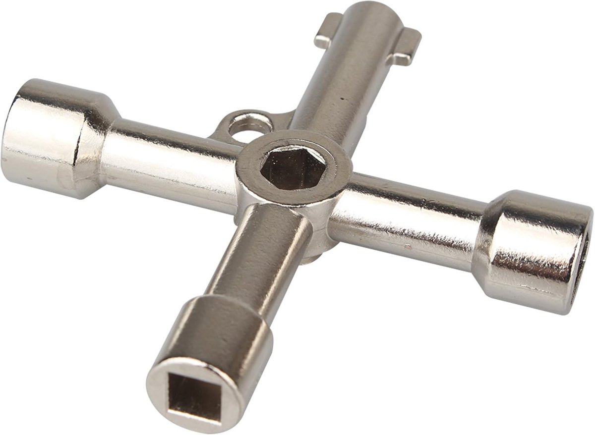 SnelShoppen - 6-Weg Multifunctionele Sleutel voor Elektrische Water Gas Meter Kast - Zinc Legering - Handig en Duurzaam - 7,2 cm