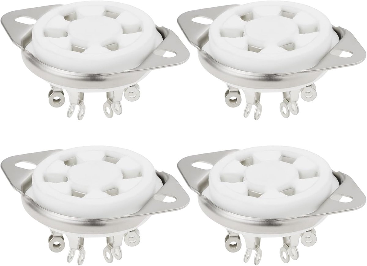 SnelShoppen - 4Stuks 6Pin Keramische Vacuum Buis Sokketten GZC6-21 Tinplaat voor 2A5 6C6 6D6 41 42 57 77 78 Vintage Elektronica