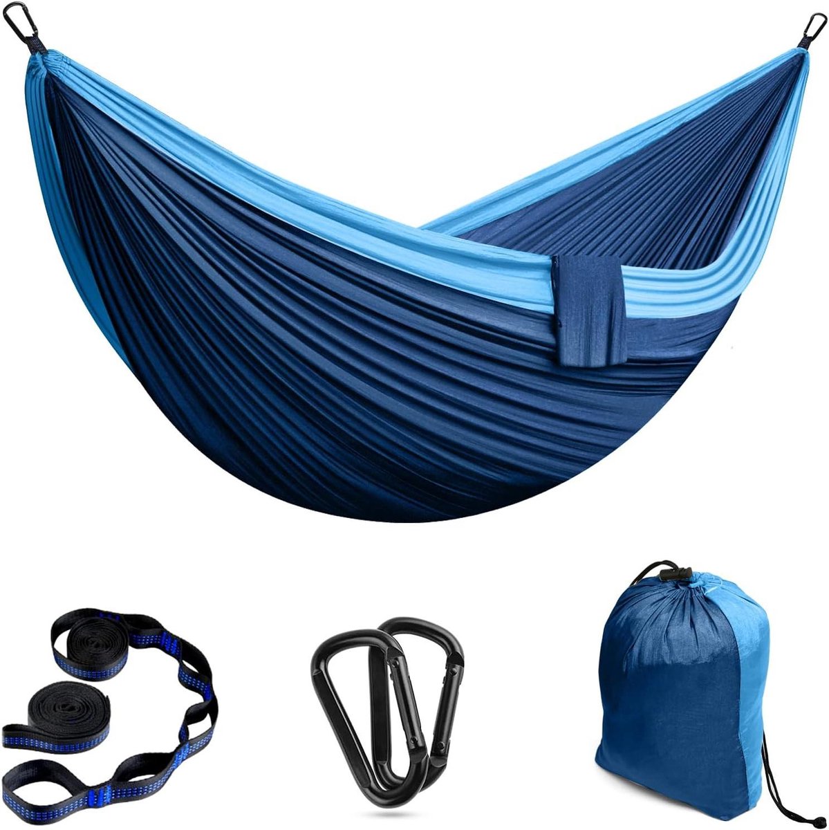Outdoor Hangmat - Kampeer Hangmat - Ontspannen in de natuur - Ultralicht en draagbaar - 300 x 200 cm - Donkerblauw
