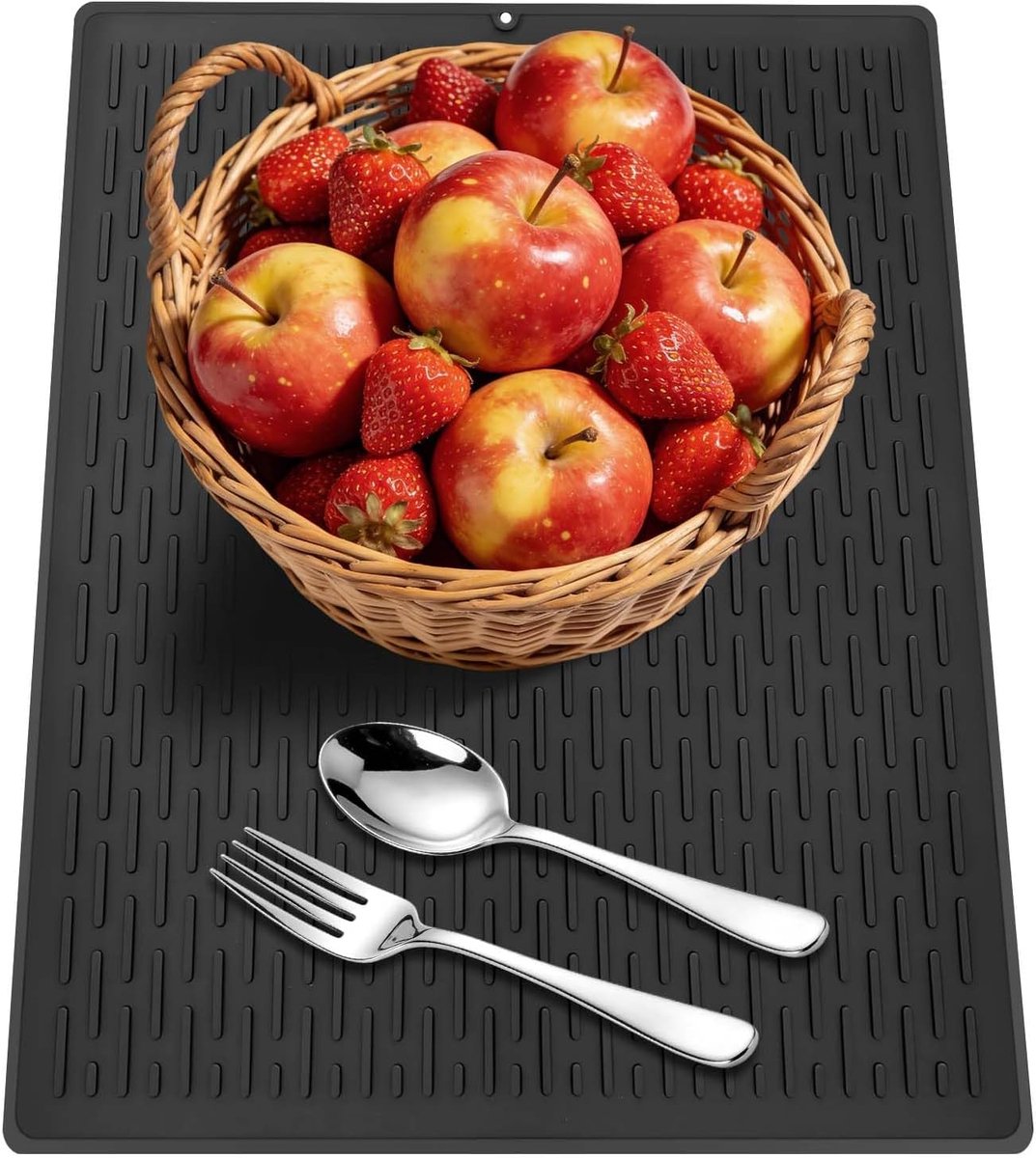 Afdruipmat voor servies, 40 x 50 cm, siliconen, afdruipmat met groefstructuur, antislip, hittebestendig, voor - ShopVlot