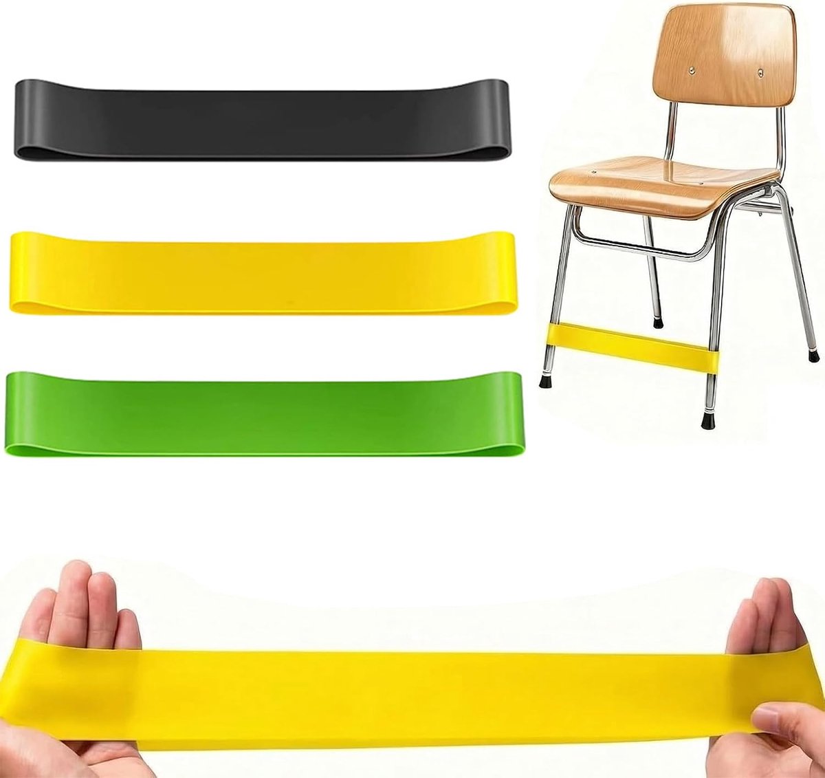 SnelShoppen - 3 stuks elastische stoelbanden voor kinderen, anti-stressbanden voor ADHD, sensorische banden, opblaasbaar, verbeterde concentratie, dis
