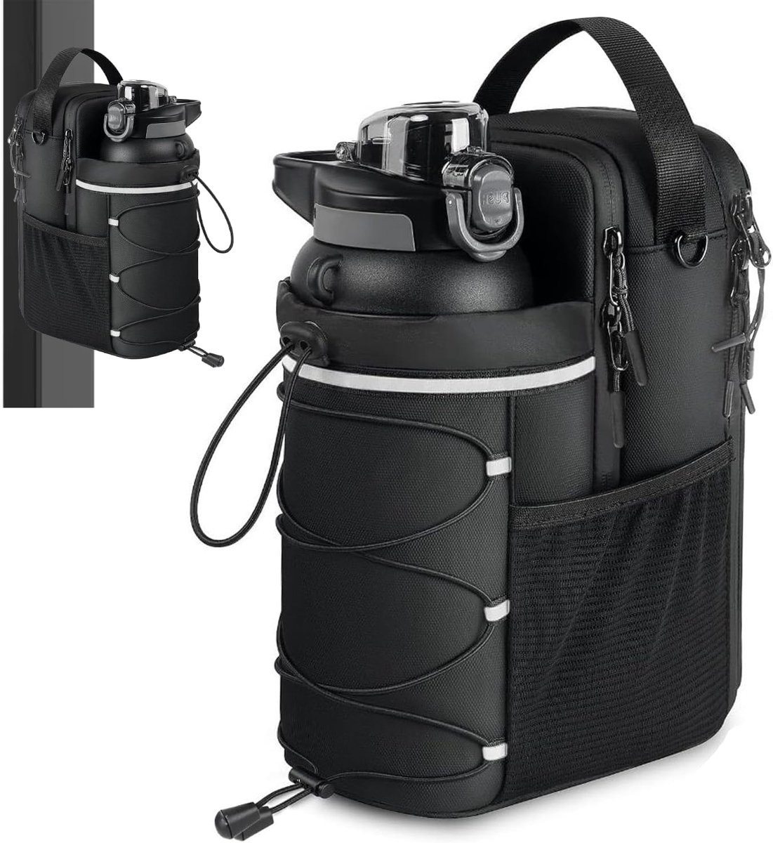 SnelShoppen - Magnetische Sporttas 1.5L met Fleshouder, Multifunctionele Gymtas met Vakken en Verstelbare Band, Unisex Heuptas voor Fitness en Buitena