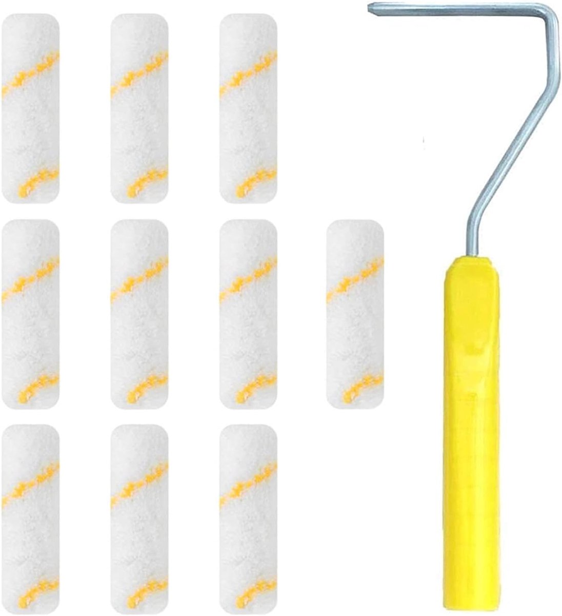 SnelShoppen - 4" Professionele Verfroller 10-Delige Verfset, Perfect voor Kleine Ruimtes, Hoogwaardige Polyester, Ideaal voor Muren, Deuren, Randen en