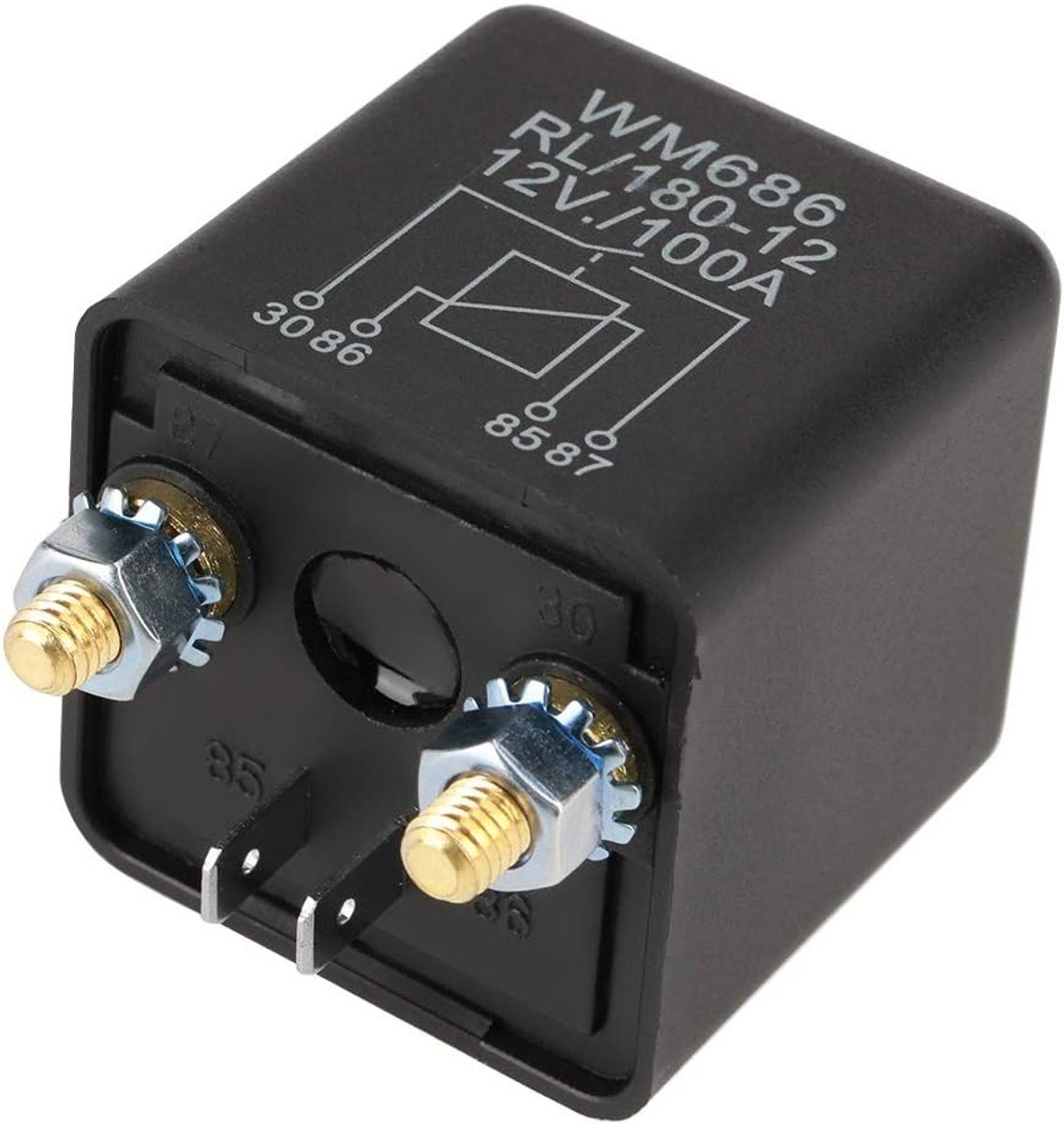 SnelShoppen - Auto-start relais, 4-polig, DC 12V, 100A, robuust auto relais voor het in- en uitschakelen van de controle accu, stofdicht en betrouwbaa