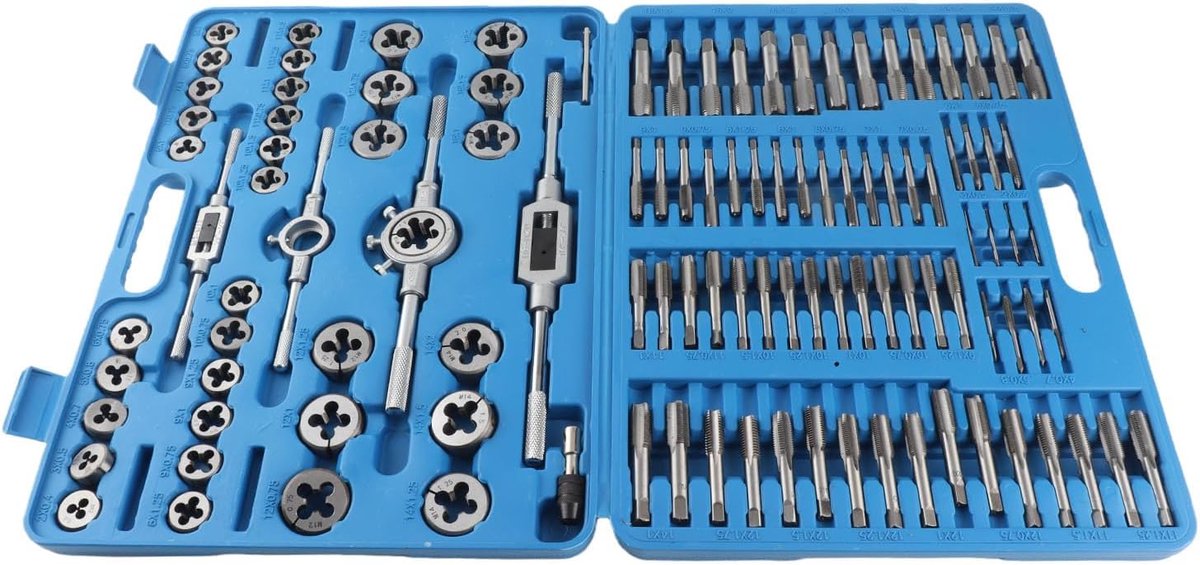 SnelShoppen - 110-delige Tap en Draadset, Professionele HSS Draad Snijders en Tappers Set, Multifunctionele Precisie Metrische Tapset met Opbergdoos