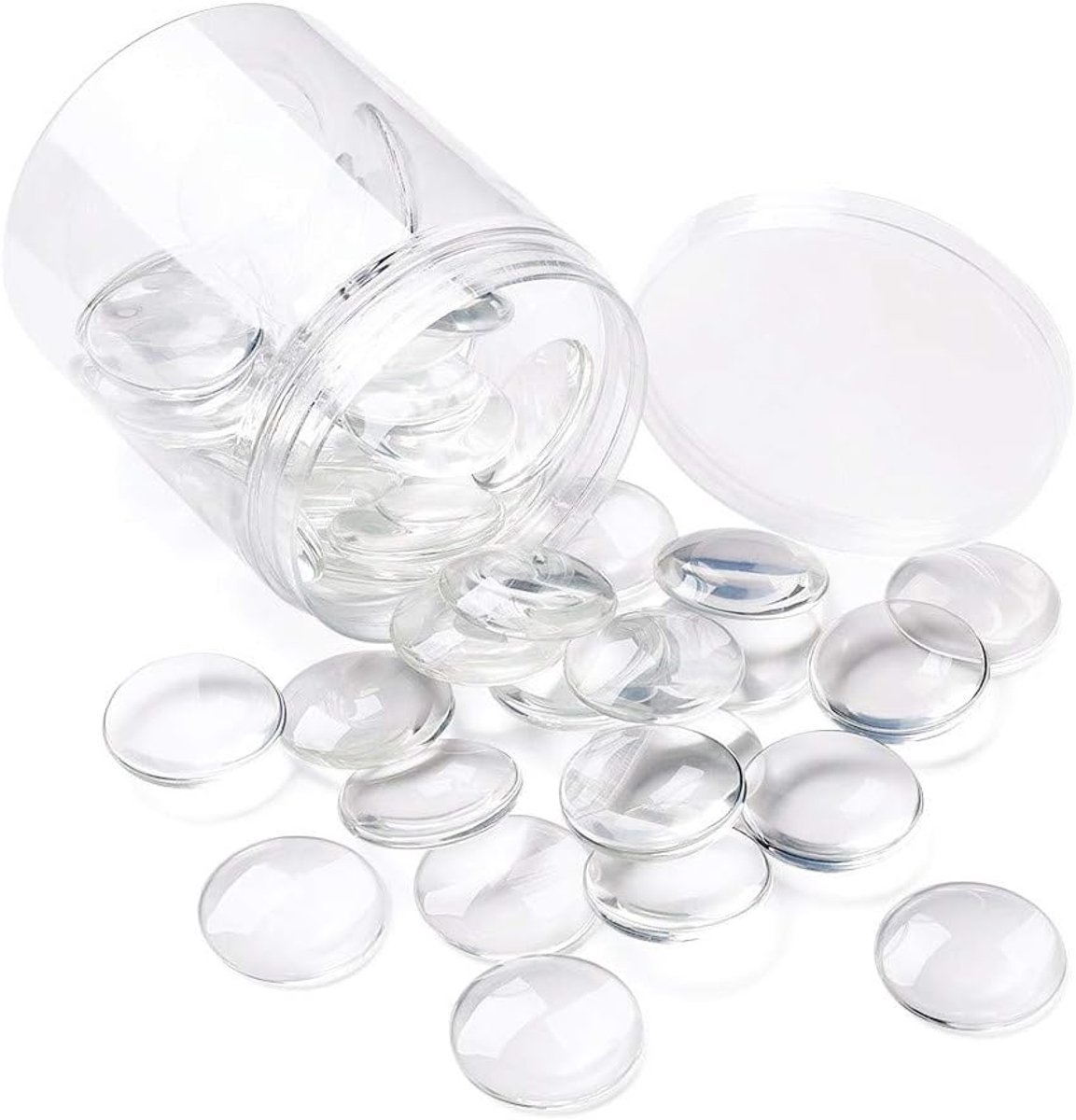 SnelShoppen - 50 Stuks Transparante Glas Cabochons 34.5-35mm Helder Glas Plakdome Schijf Halfronde Cabochon Covers Voor Foto, Sieraden Maken, DIY Proj