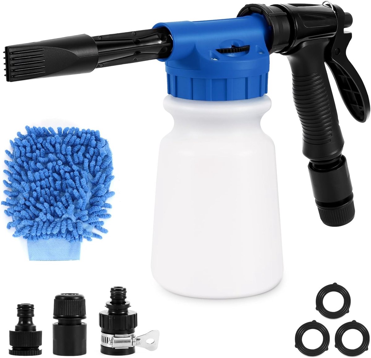 SnelShoppen - Foam Gun Auto Was 900 ml, 2-in-1 Verstelbare Foam Lance met Handschoenen, Sneeuw Foam Spuit voor Auto, Motor, Tuin Irrigatie