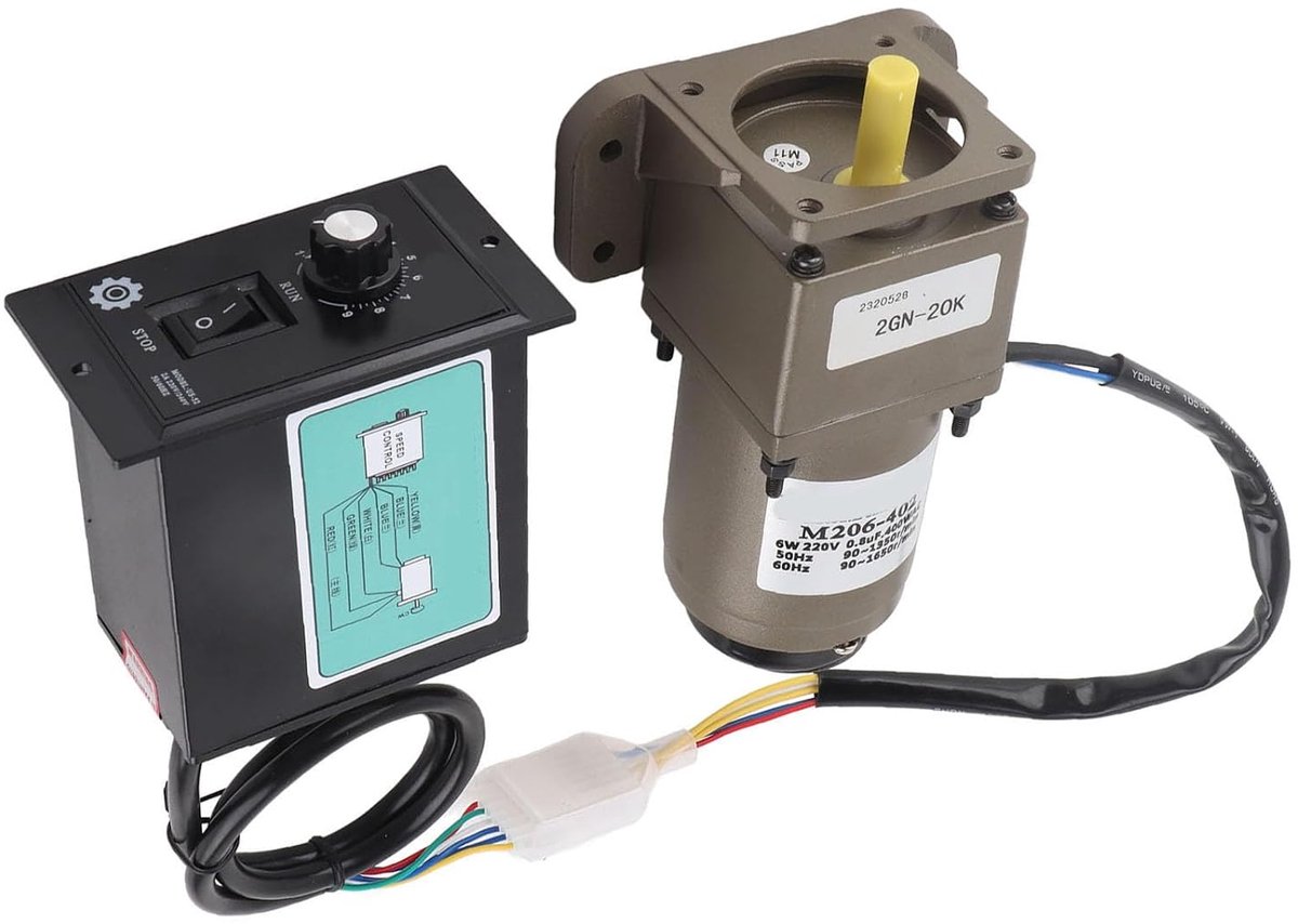 SnelShoppen - AC 220V 6W Enkele Fase Asynchrone Tandwielmotor met Verstelbare Snelheid en Terugdraaiende Snelheid - Energiezuinig en Geluidarm