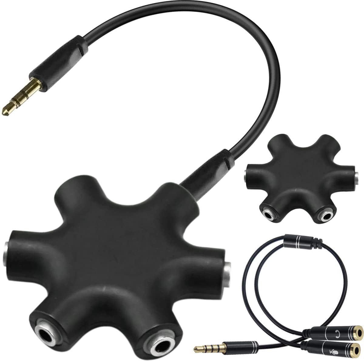 SnelShoppen - Headphone Splitter 3.5mm Multi Headphone Audio Adapter met 5 Weg 6-Jack Vrouwelijke Connector en 1 Mannelijke naar Vrouwelijke Splitter