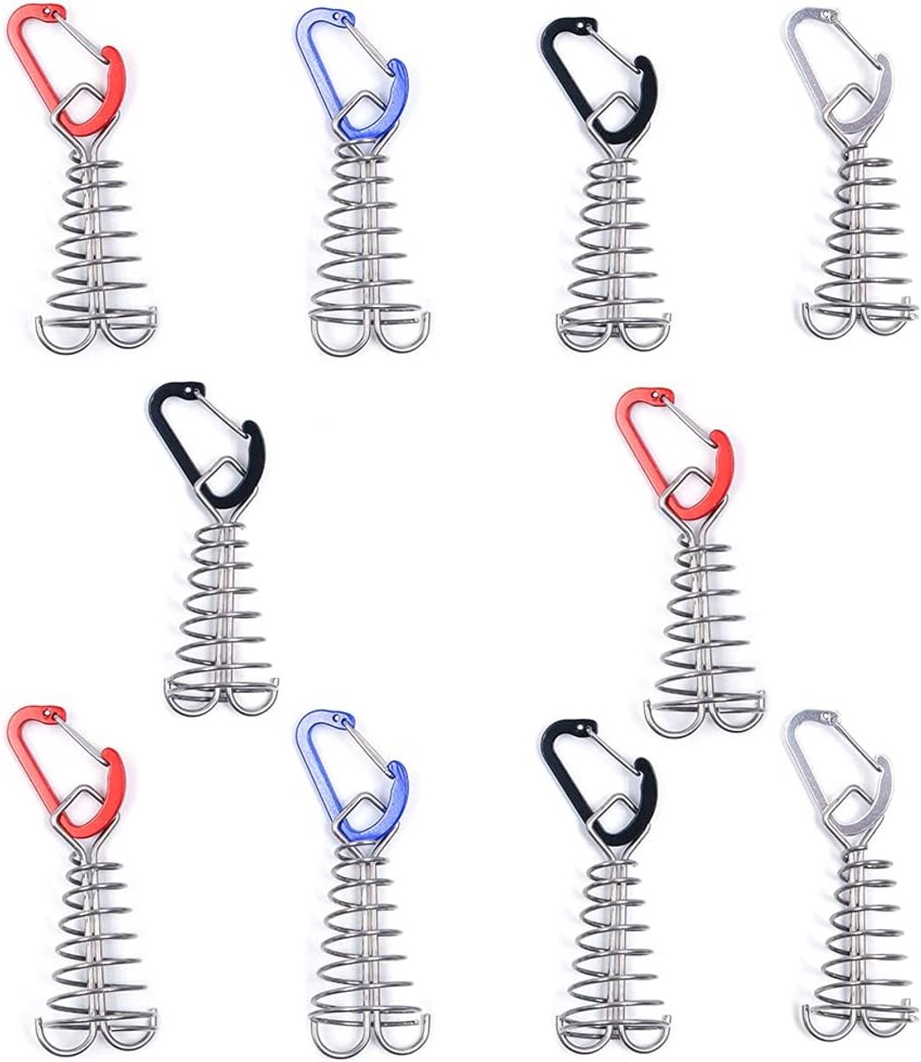 SnelShoppen - Alnicov Tentankers voor Camping, Squid Vorm, D-vormige Karabijnhaken, Aluminium Legering, 10 Stuks, Voor Buiten, Houtenterras, Stevige B