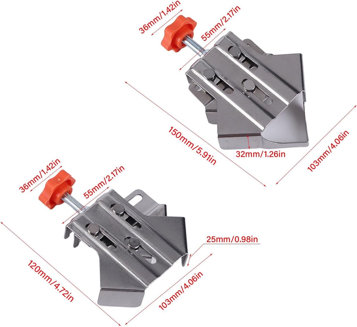 SnelShoppen - 90 Graden Hoekklem, 4 Stuks, Hoekklemmen voor Houtbewerking, Kleine Hoekklem, Hoekklem voor Machining, Ideaal voor Precisie en Stabilite
