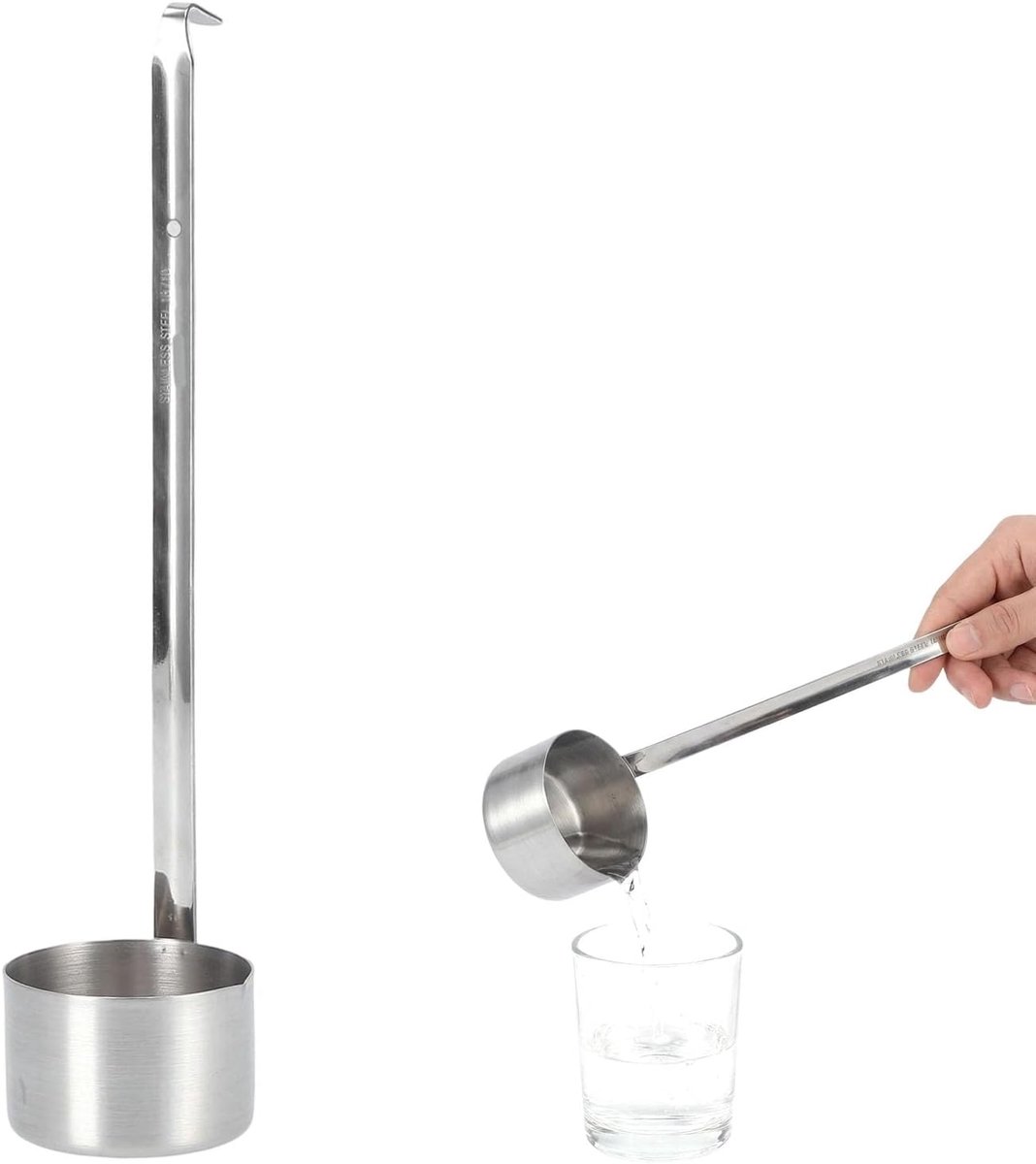 SnelShoppen - RVS Wijnmeetlepel 250 ml - Perfecte Lepel voor Wijnmaker, Bier en Koken - Corrosiebestendig, Duurzaam, Inclusief Haakspel - Keukenaccess