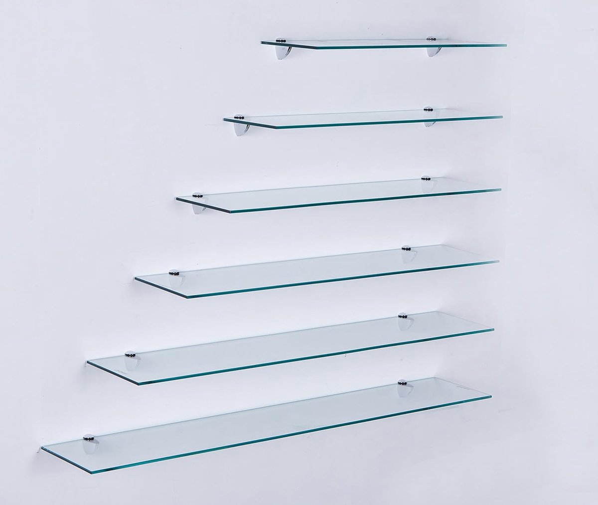 SnelShoppen - Euro Tische Glazen Wandplank 80cm - Duidelijke Glazen Plank voor Badkamer - Veiligheidsglas 6mm ESG en Stevige Metalen Steunen