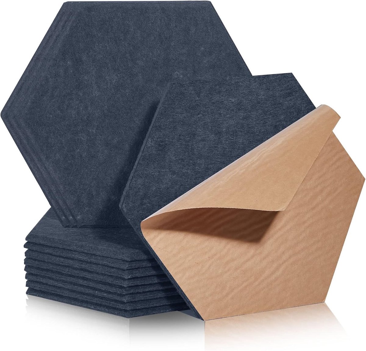 SnelShoppen - Geluidsabsorberende Panelen 12 Stuks Zelfklevend Hoogwaardige Geluiddemping voor Muur en Plafond 30 x 26 x 1 cm Donkergrijs
