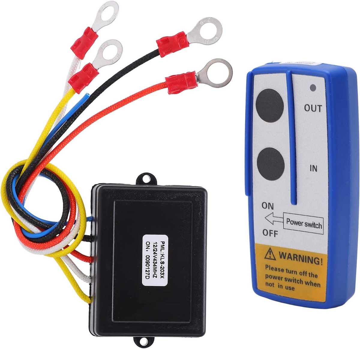 SnelShoppen - Draadloze Winch Afstandsbediening Set, 23 Meter Bereik, Universeel 12V/24V, Inclusief Ontvanger, Voor Truck ATV SUV (BLAUW)