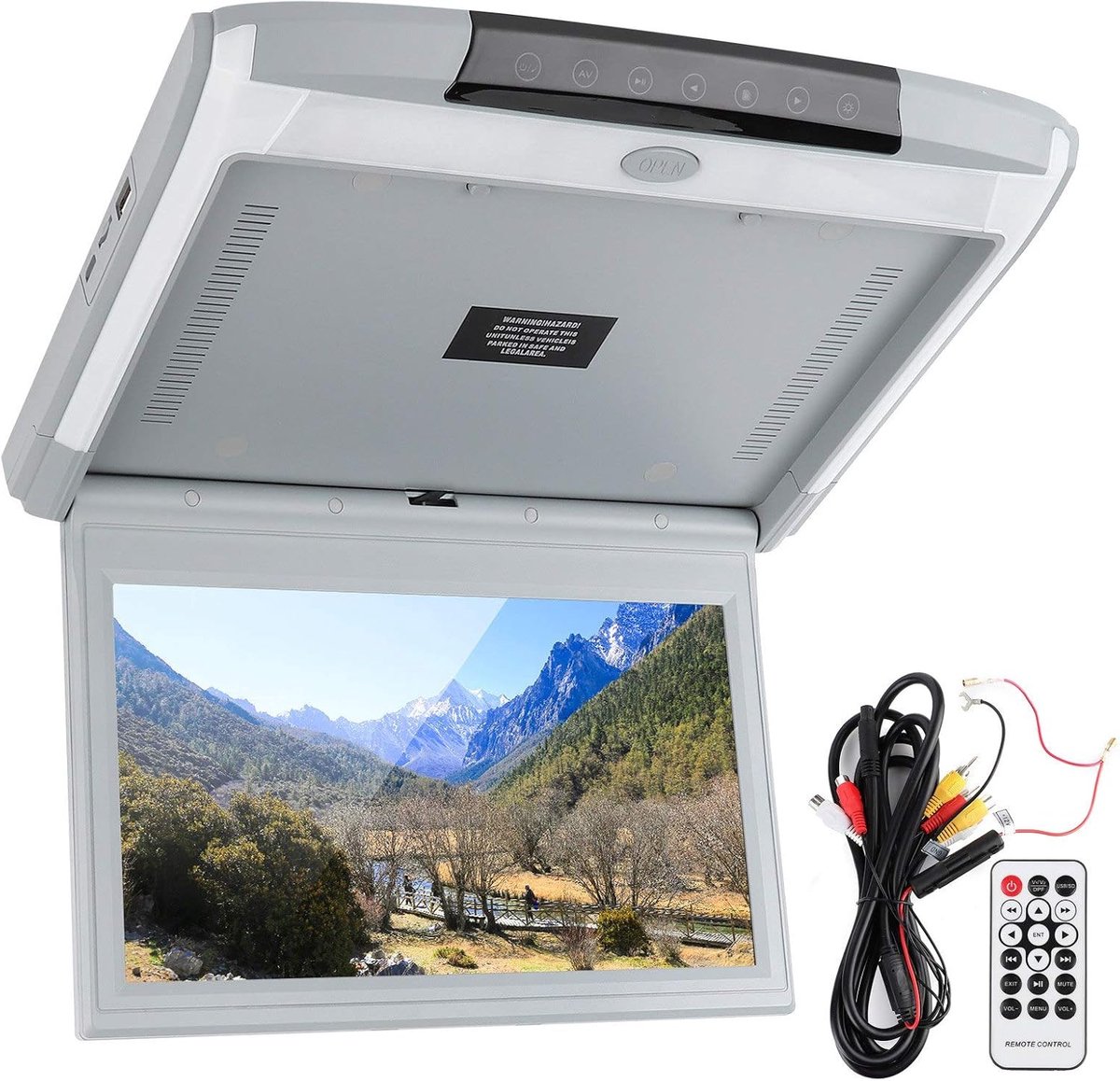 SnelShoppen - Car Roof Monitor 11.6 Inch HD 1080P TV MP5 Scherm met USB TF HDMI FM, Draadloze Afstandsbediening en Ingebouwde Speakers voor Auto
