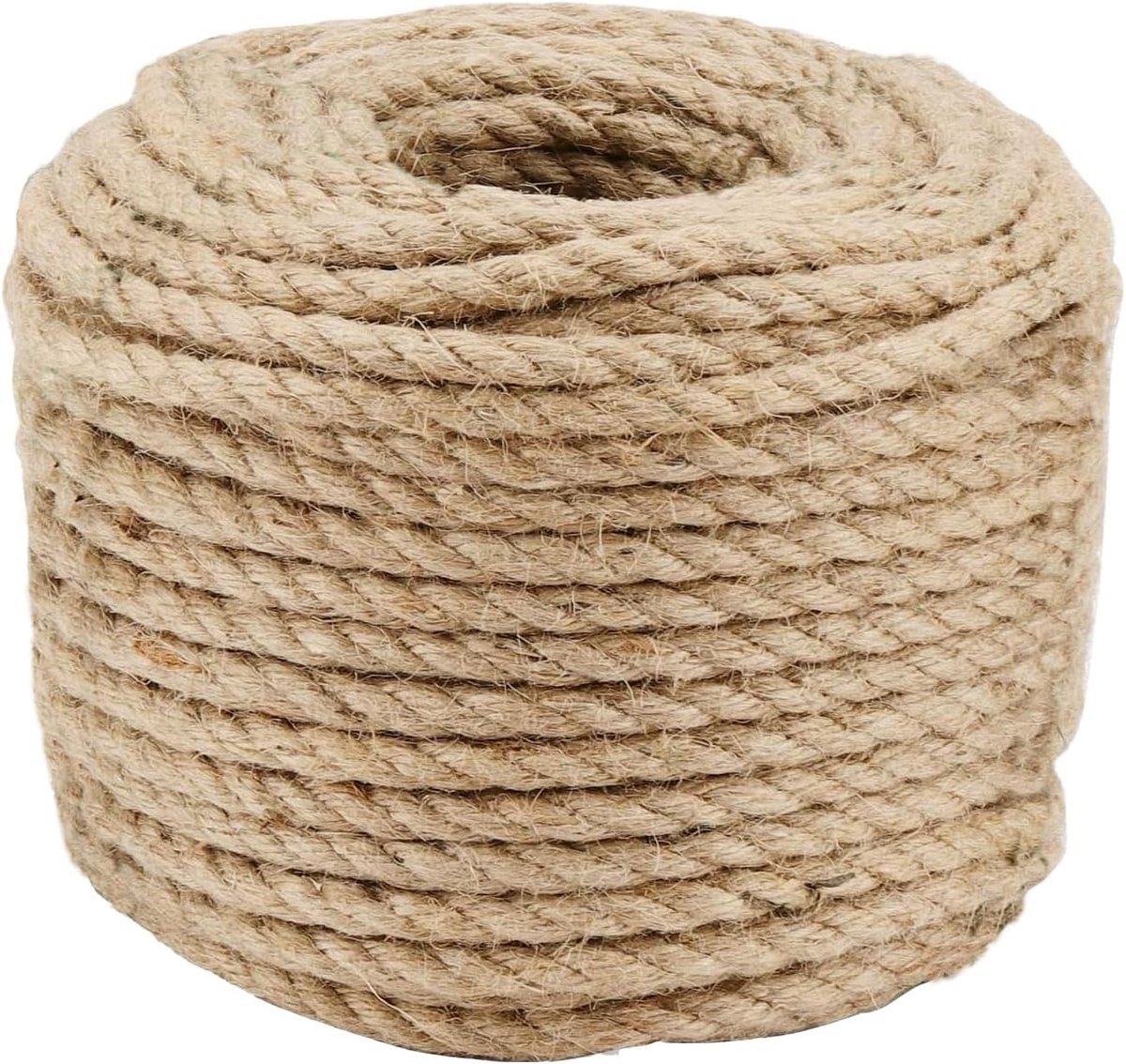 SnelShoppen - HAKZEON 8mm Jute Touw 50m - 4 Draad Natuurlijk Manila Touw - Sterk Jute Touw voor Tuinieren, Kamperen, Decoratie, Bundelen