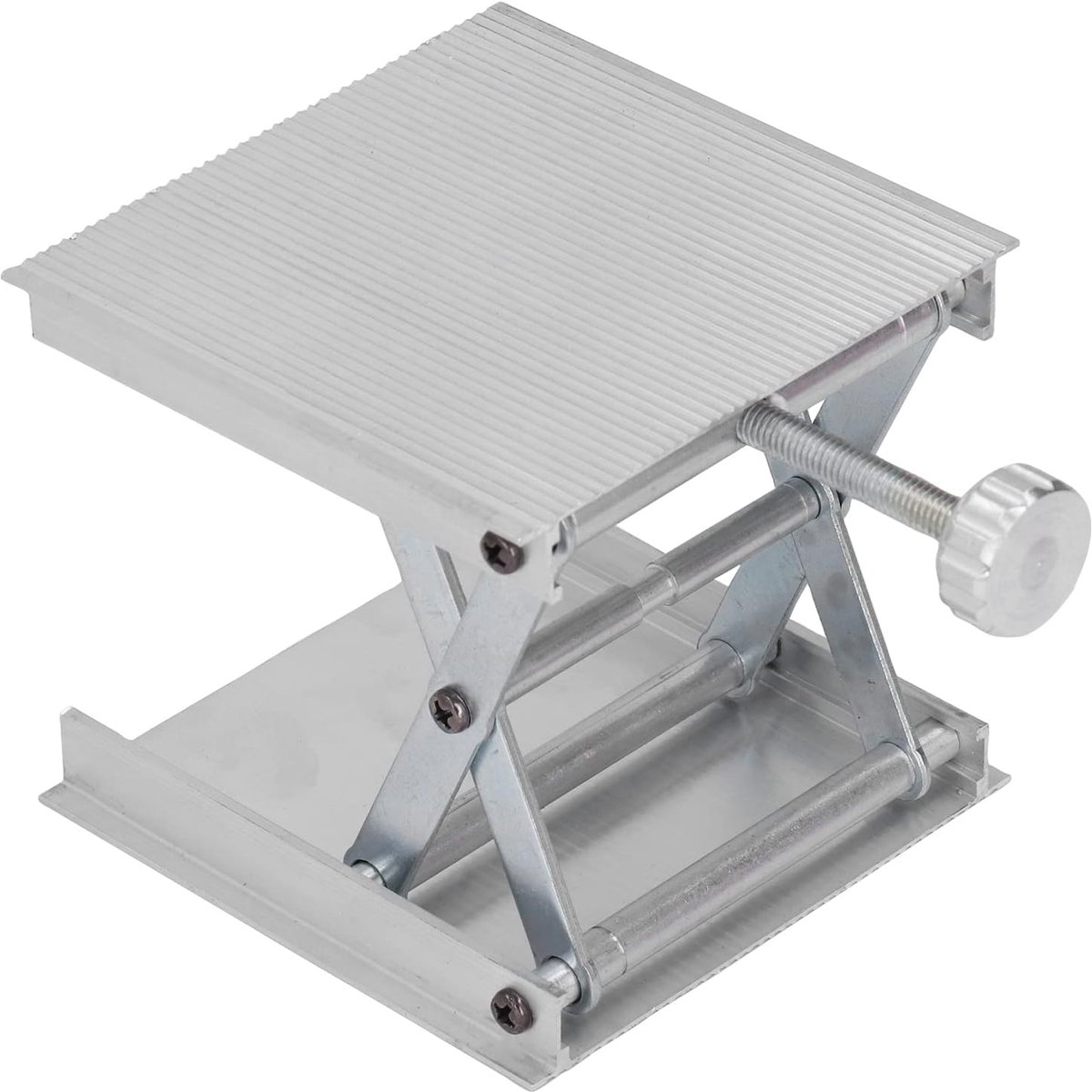 SnelShoppen - Lab Jack Stand Tafel Lift Laboratorium Lift Tafel Aluminium Hoogte Verstelbaar 30KG Draagvermogen (Zilver)