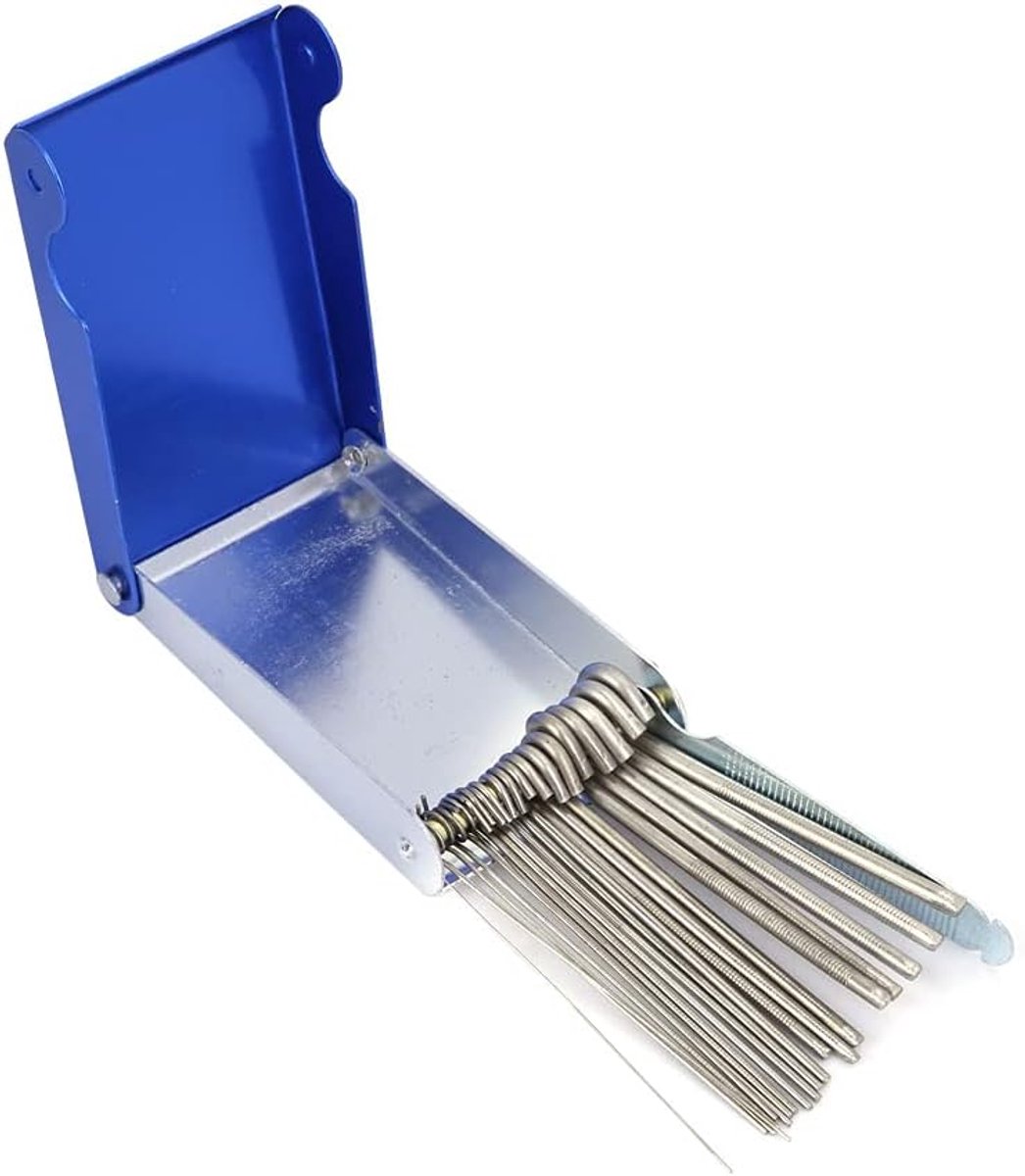 SnelShoppen - Gas Lassen Tip Mondstuk Cleaner Set, 21 Stuks Nozzle Reinigers met File en Opbergdoos, Hoogwaardige RVS, Duurzaam en Betrouwbaar voor La