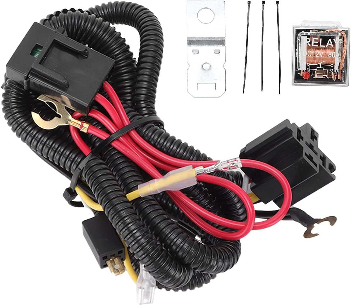 SnelShoppen - Complete Claxon Set met Relais en Drukknop Schakelaar, 12V Auto Hoorn Bekabeling, Heavy Duty, Hittebestendig, Universeel voor Auto en Vr