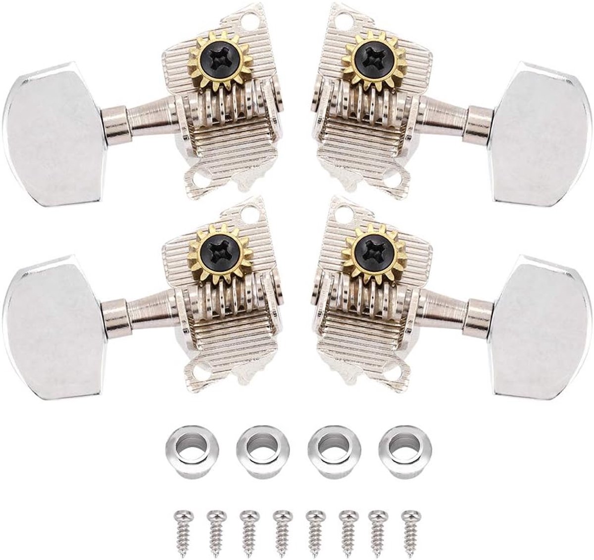 SnelShoppen - Ukulele Stemmechanieken 2L2R Zilver Klassiek Design Voor Ukulele Onderhoud en Vervanging, Duurzaam Koperlegering, Perfect Voor Tuning, 1