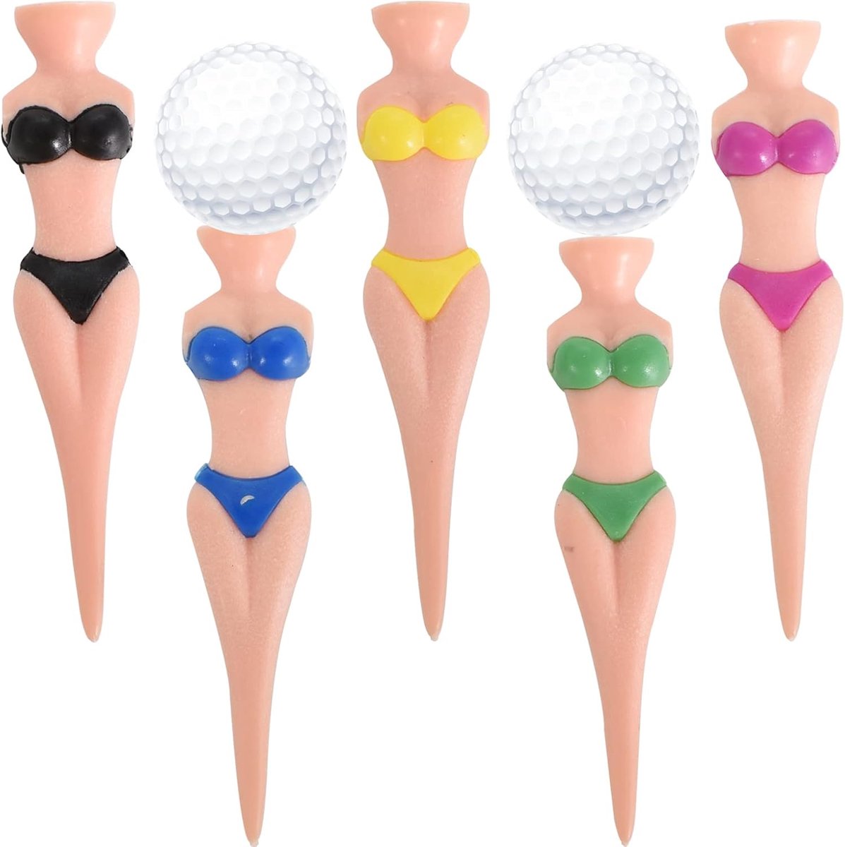 SnelShoppen - Golf tees grappig dames bikini 5 stuks 76mm/3 inch plastic golf tees voor vrouwen en mannen, golf accessoires voor golftraining en oefen