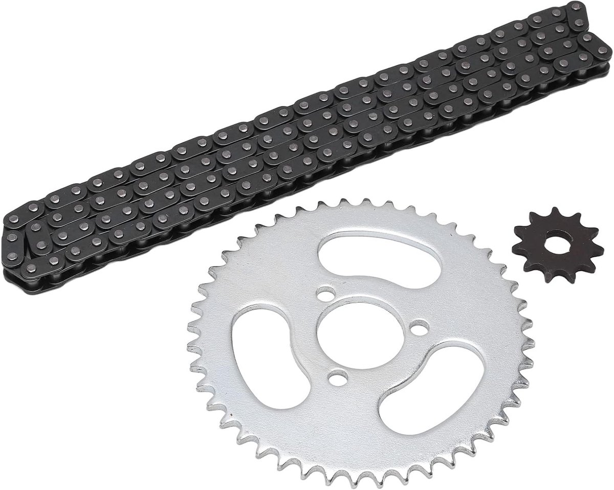 SnelShoppen - T8F Ketting en Voor- en Achtertandwielen Set voor Karts, ATV's, Mini Motoren - Hoogwaardige Stalen Sprockets - Duurzaam en Krachtig