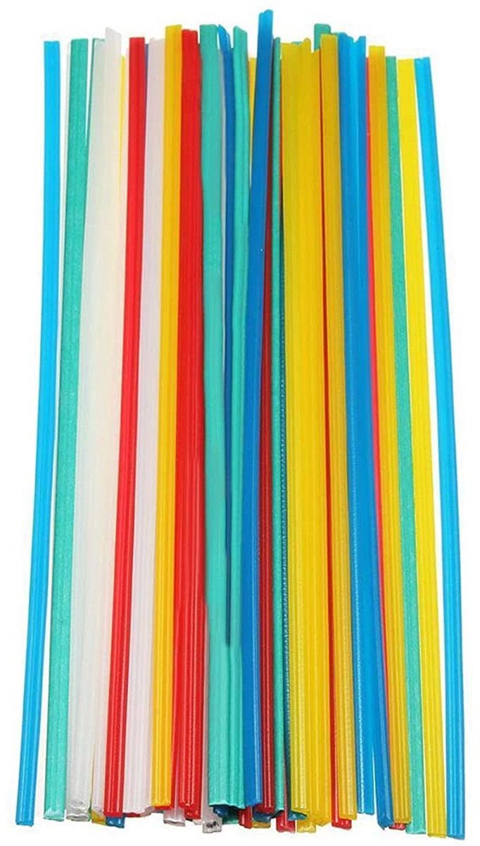 SnelShoppen - Matrisen 60PCS Plastic Lasdraad - PP/PVC/PPR Lasstaven voor Bumper Reparatie, 9.8 Inch (Groen/Blauw/Geel/Rood/Wit/Zwart, 10 Stuks)