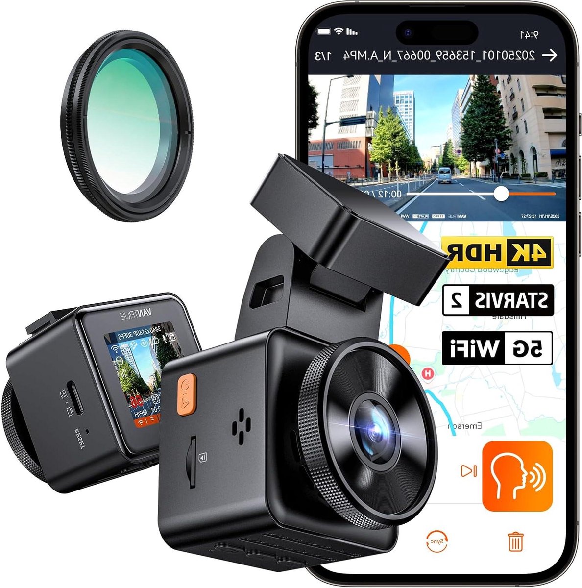 Mini Autocamera - Rijrecorder - Veilige Ritten - 4K Nachtzicht - 154 inch scherm - Zwart