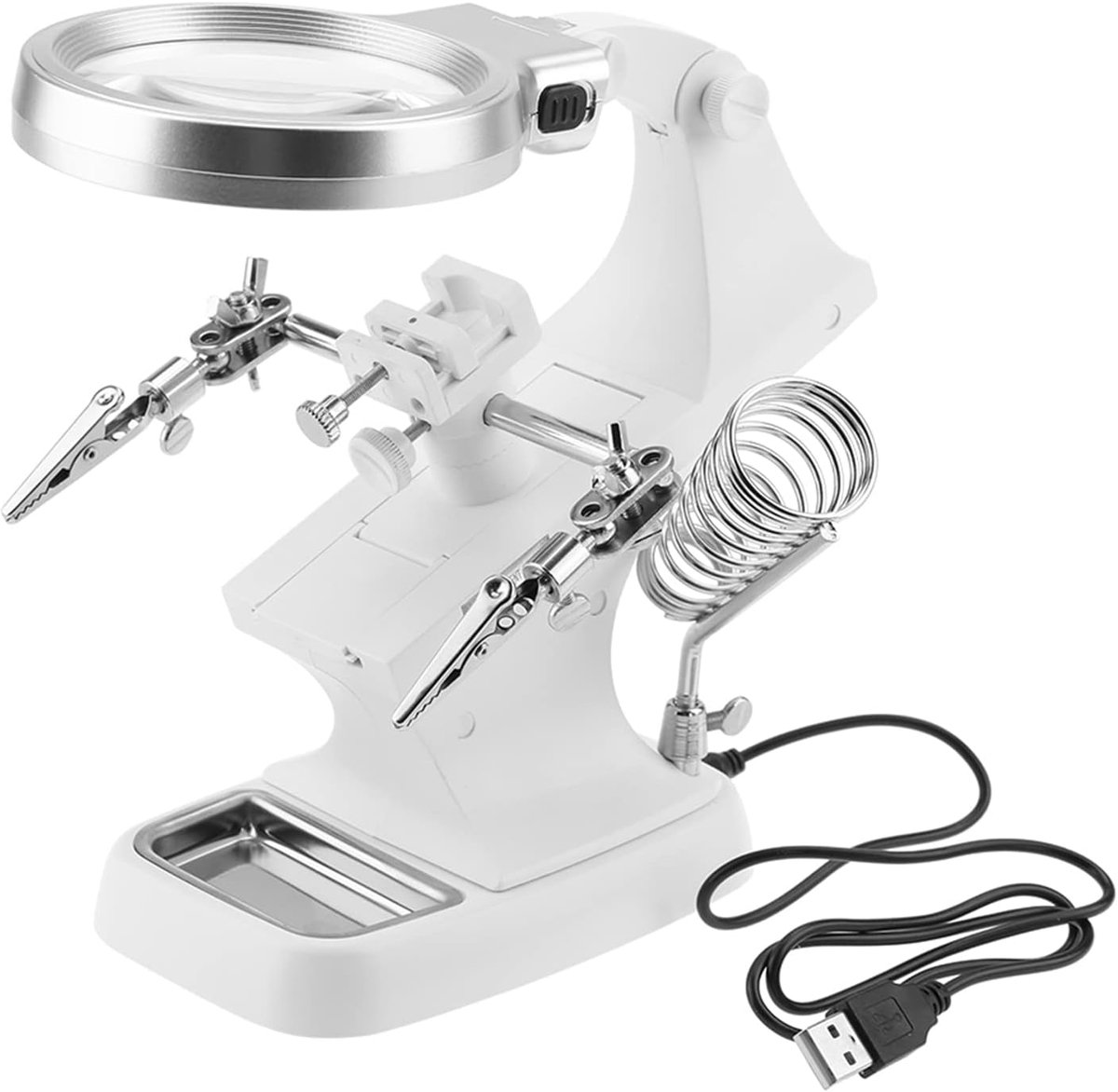 SnelShoppen - LED Vergrootglas voor Lassen, Multifunctioneel Werkplaats Vergrootglas met 360° Rotatie, Ideaal voor Solderen en Reparaties, 3X/4.5X Ver