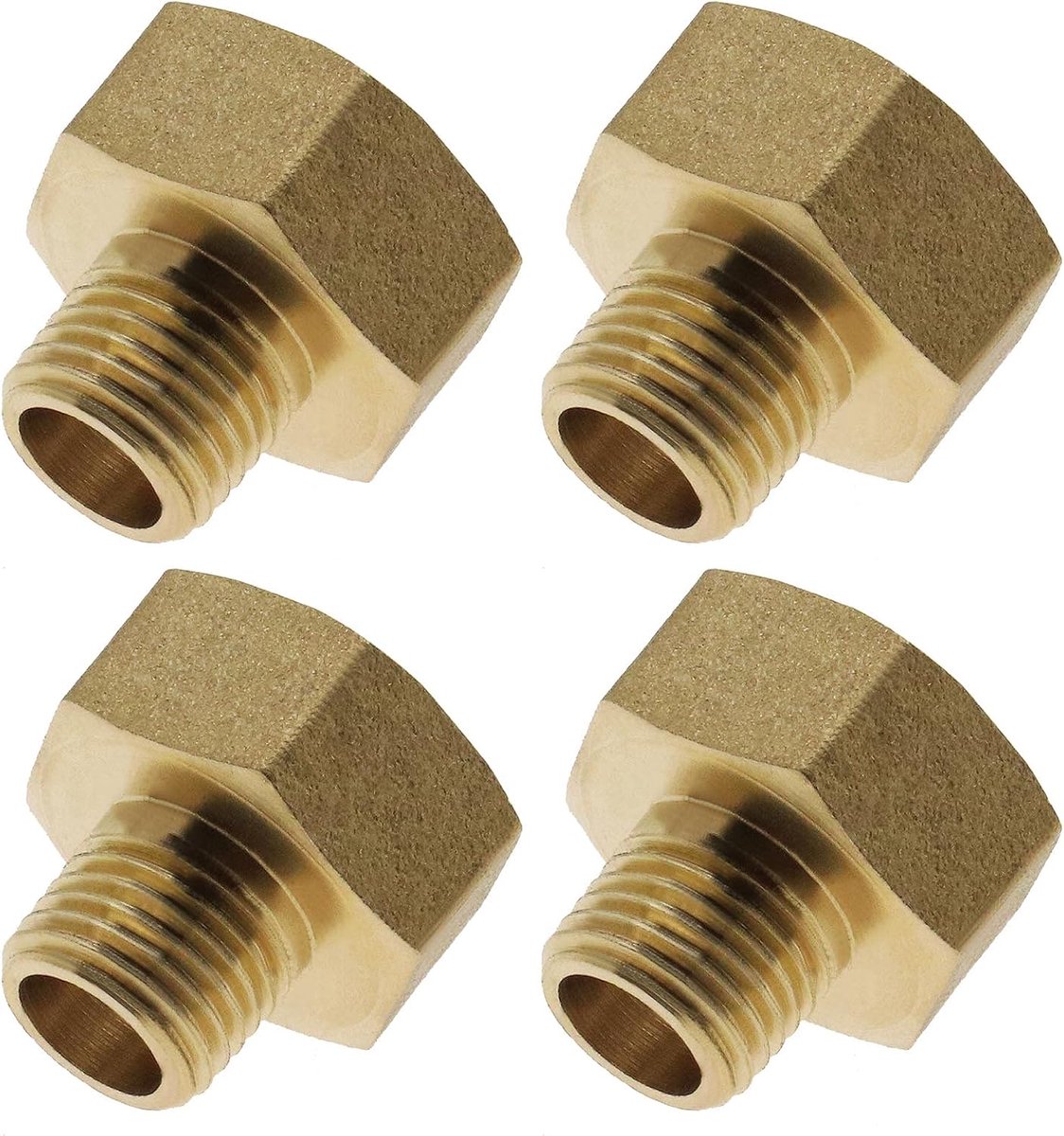 SnelShoppen - 4-delige 1/2 inch vrouwelijke naar 1/4 inch mannelijke BSP draad pijp conversie adapters messing hexagon sokket pijp fitting connector v